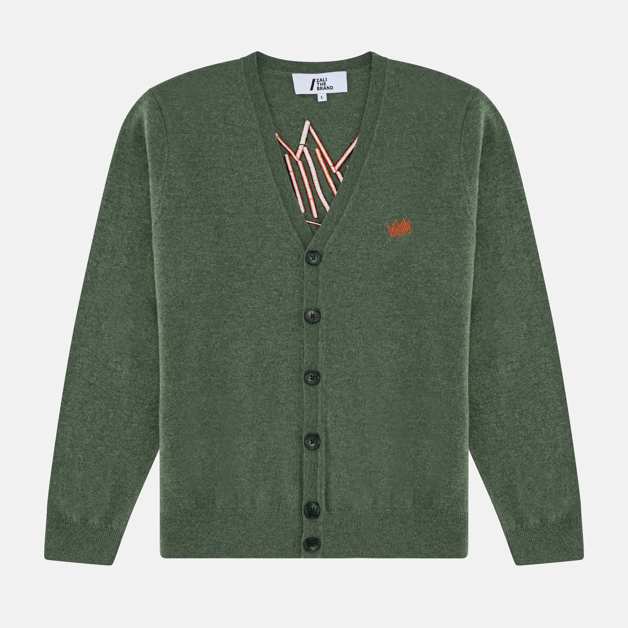 UNISEX MEGA CROWN CARDIGAN KHAKI
