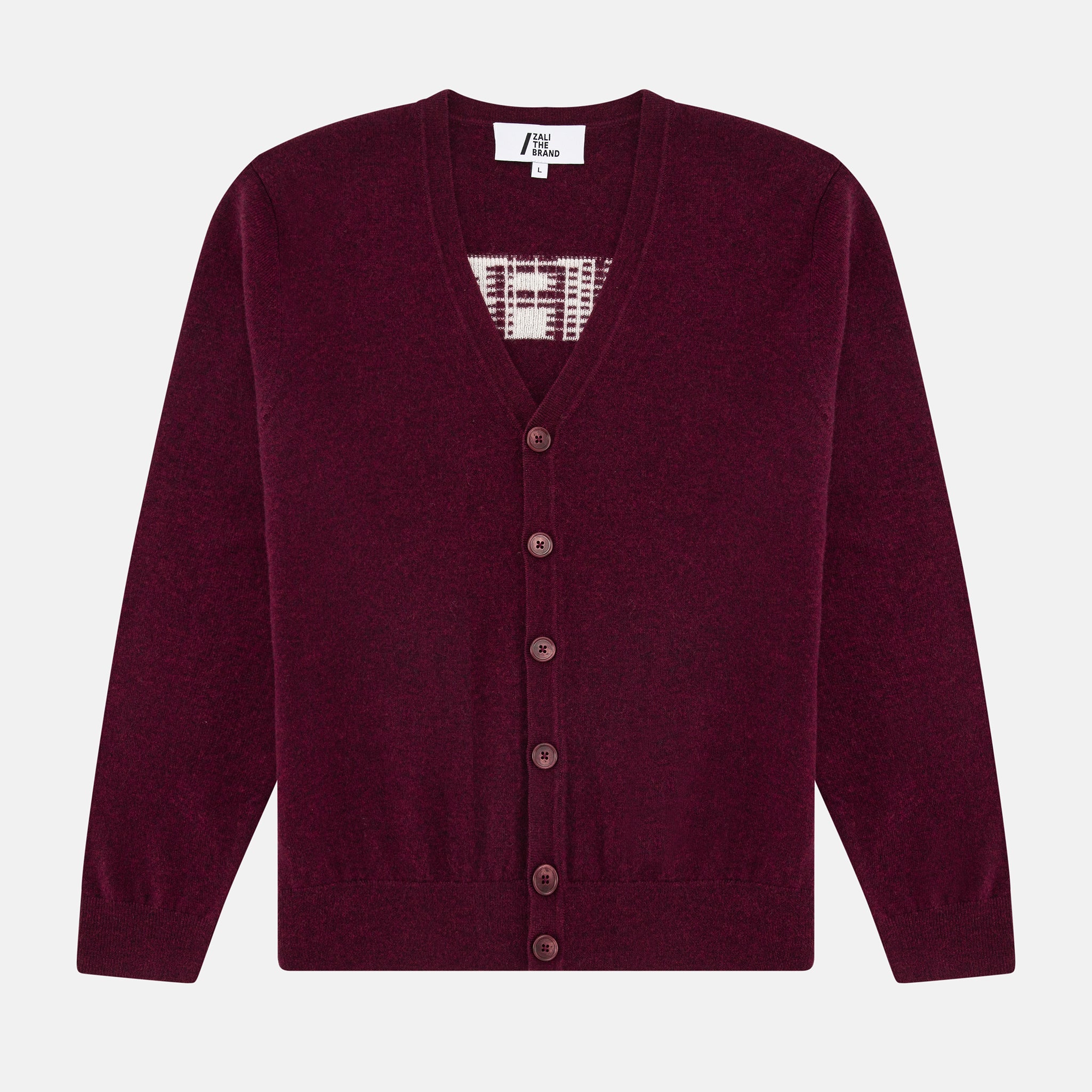 UNISEX CHAOS JAQUARD CARDIGAN, BURGUNDY