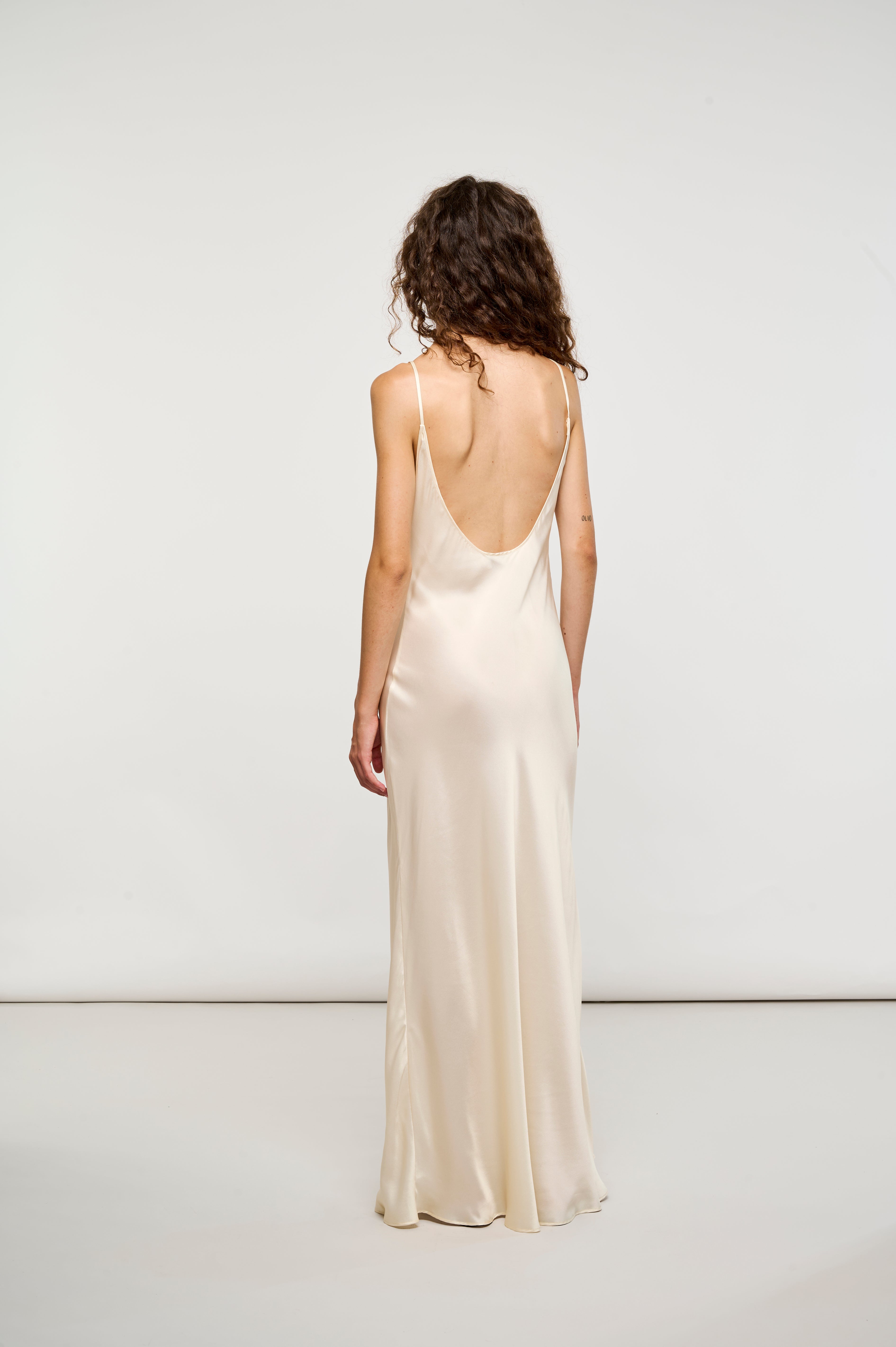 CREAM SILK SATIN DRESS