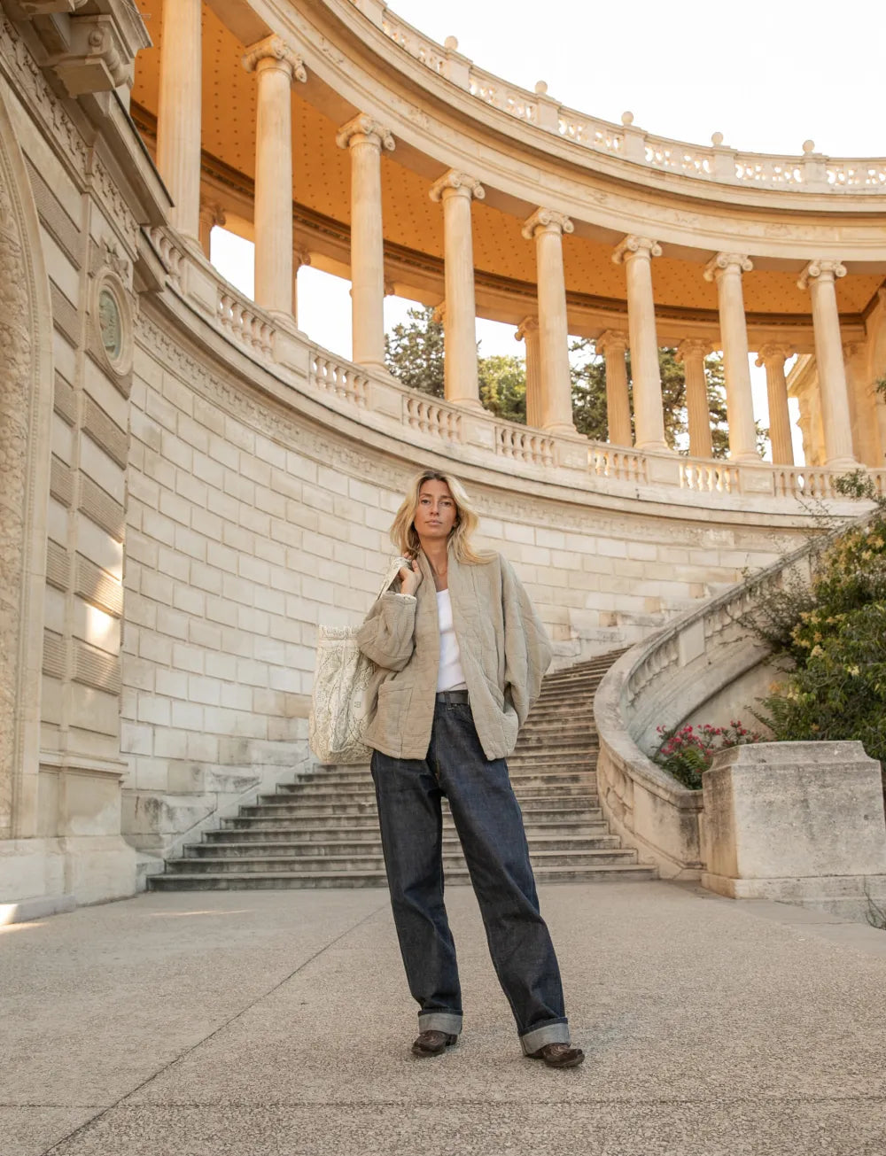 CHICAGO1 KIMONO VEST PLAIN BEIGE