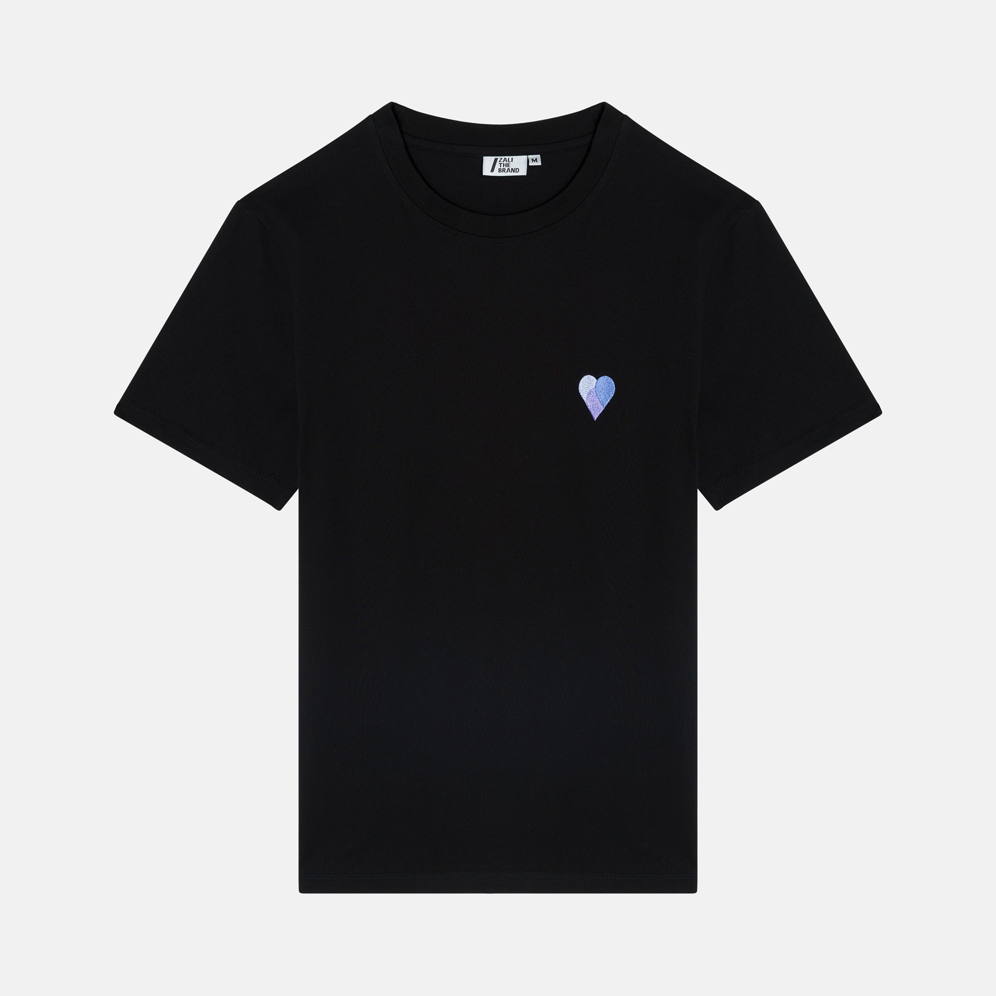 BLUE GEOMETRIC HEART 2 T-SHIRT BLACK