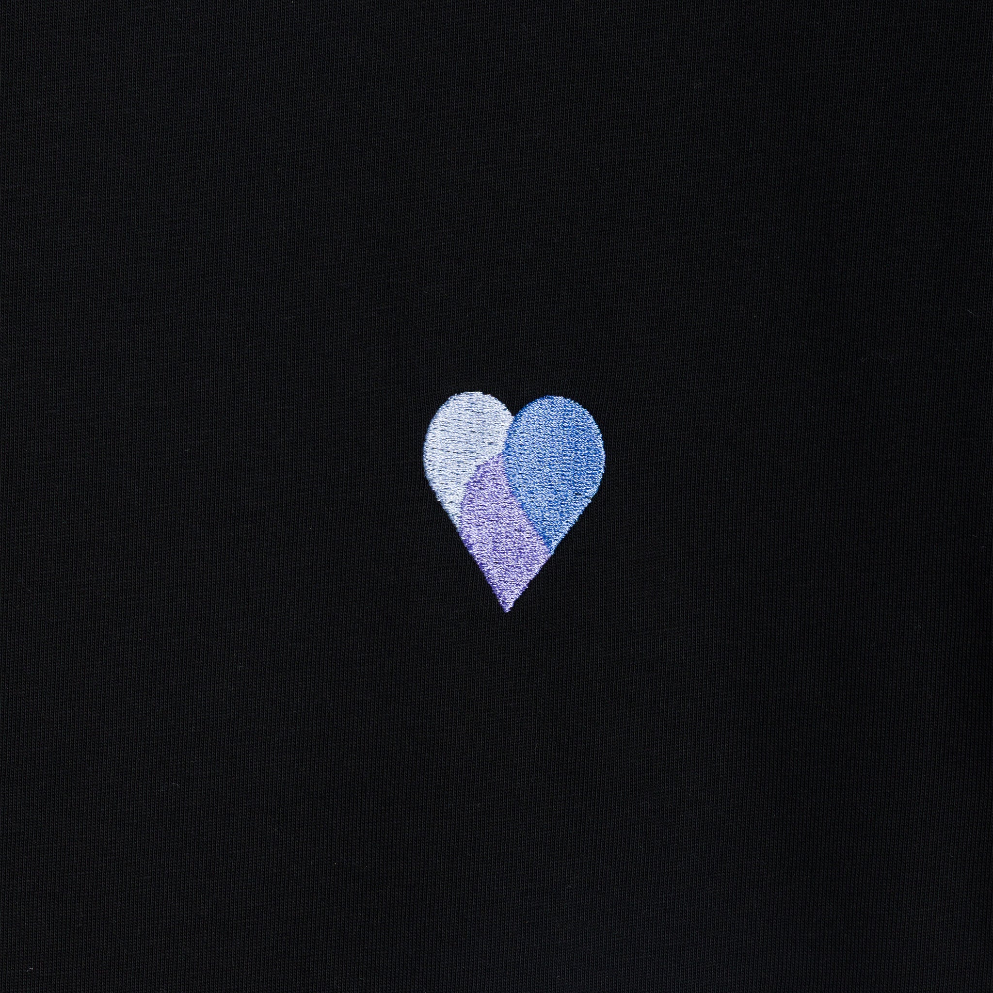 BLUE GEOMETRIC HEART 2 T-SHIRT BLACK