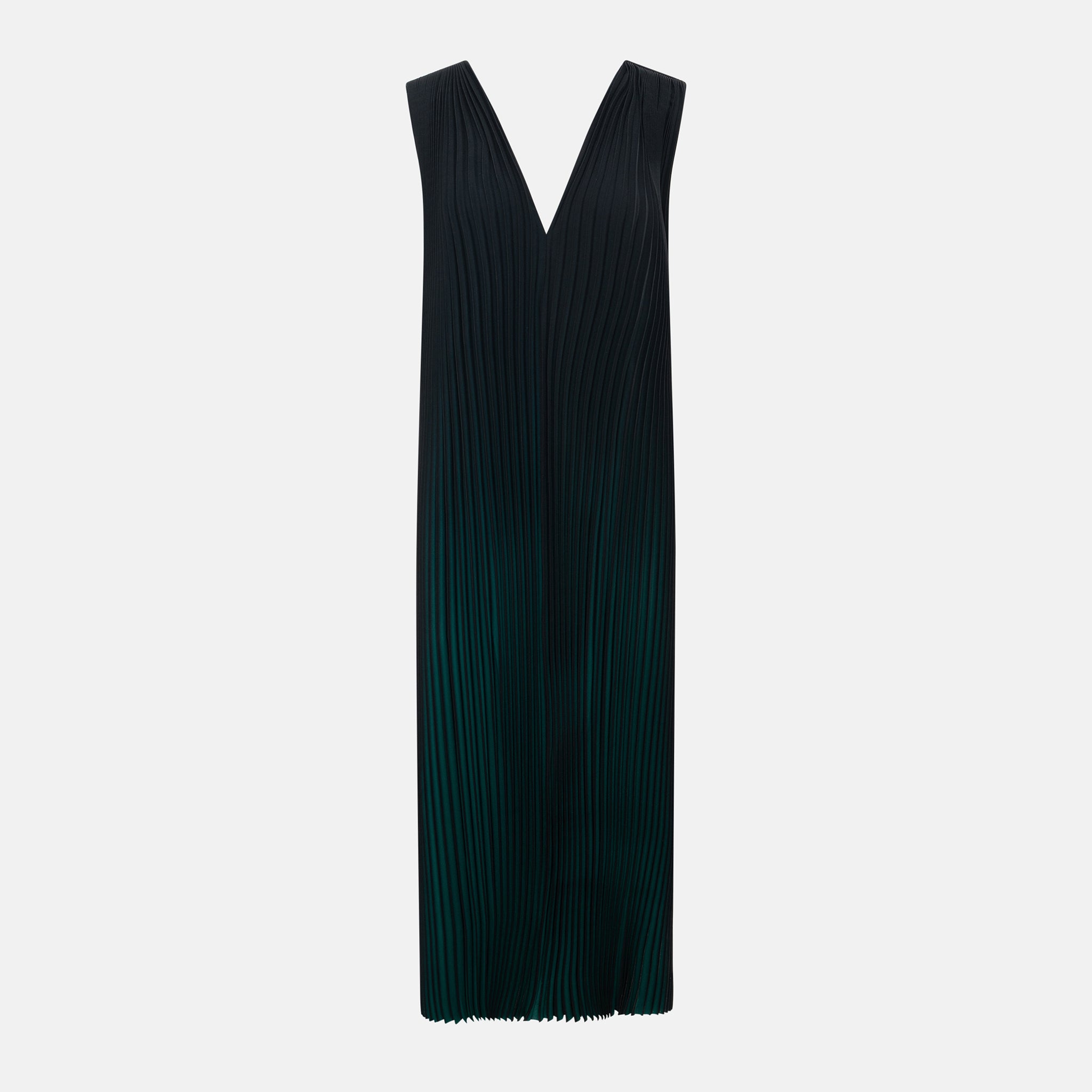 ANNALISA PLEATED LONG DRESS GREEN/BLACK