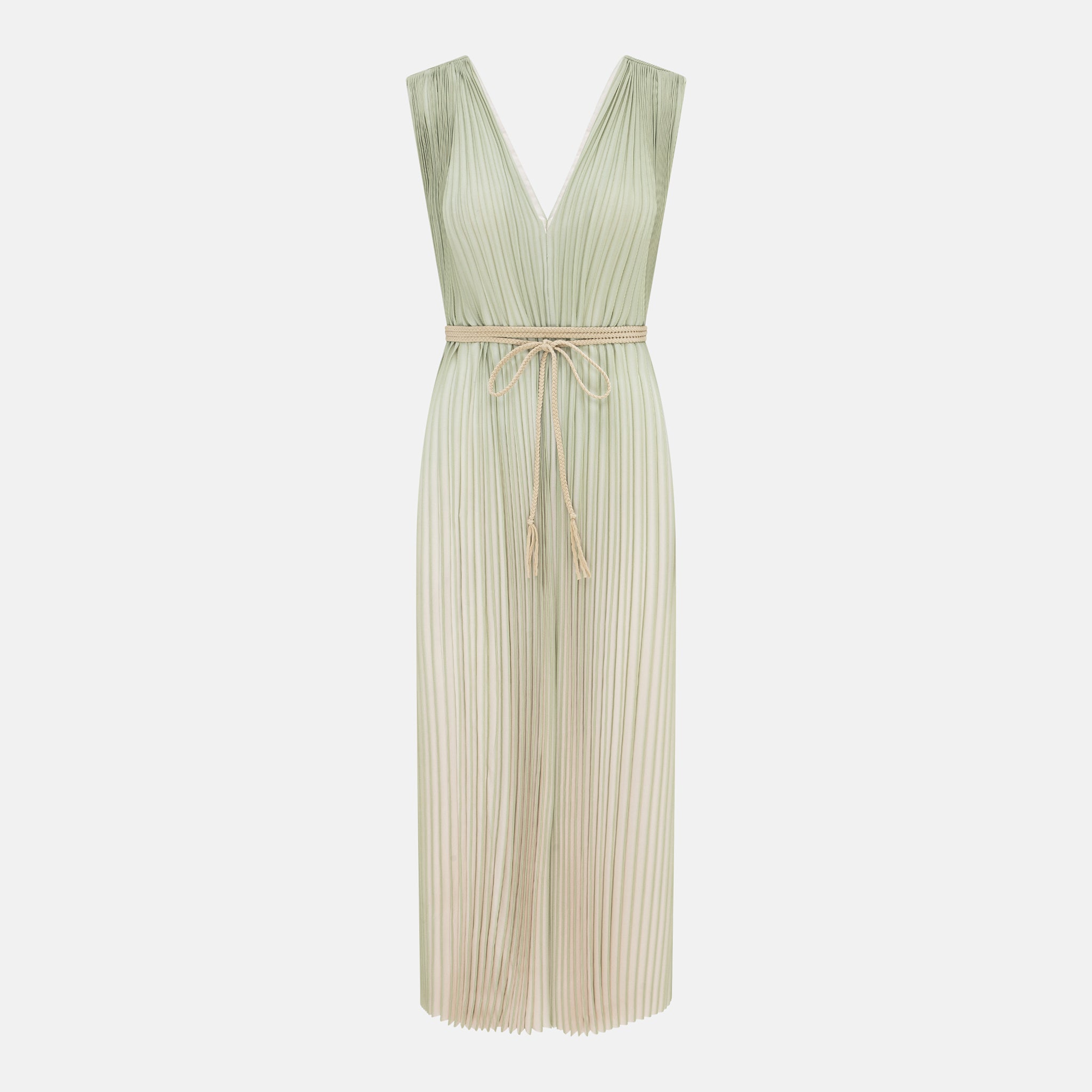 ANNALISA PLEATED LONG DRESS MINT/WHITE