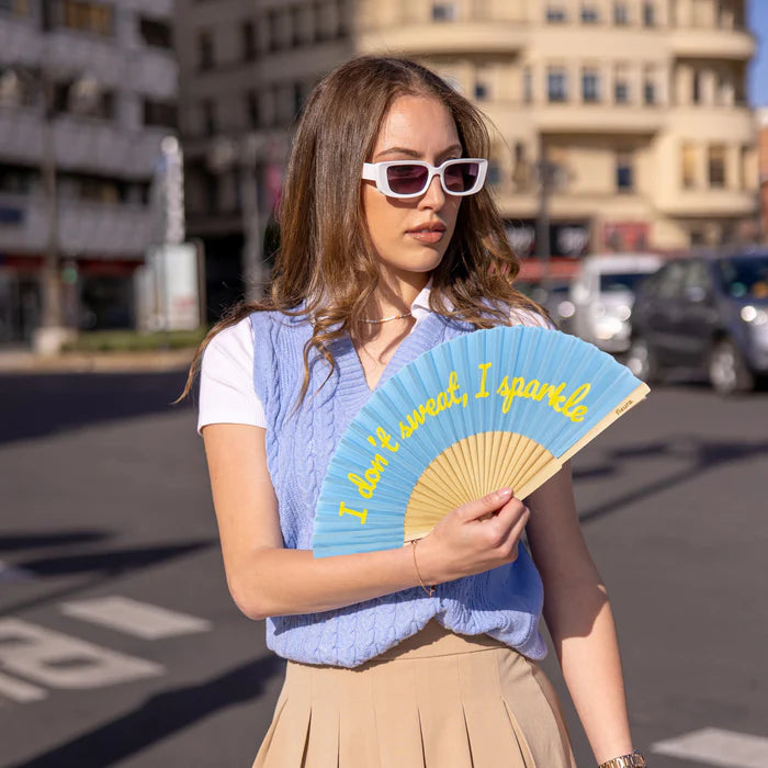"I dont sweat I sparkle" GLOW IN THE DARK HAND FAN