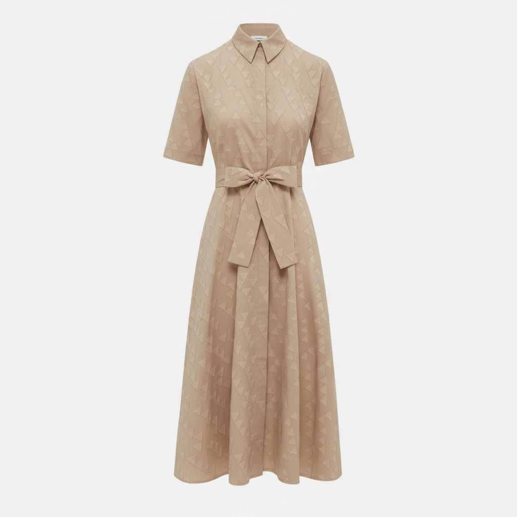 ANNA SHIRT DRESS TRIANGLES BEIGE