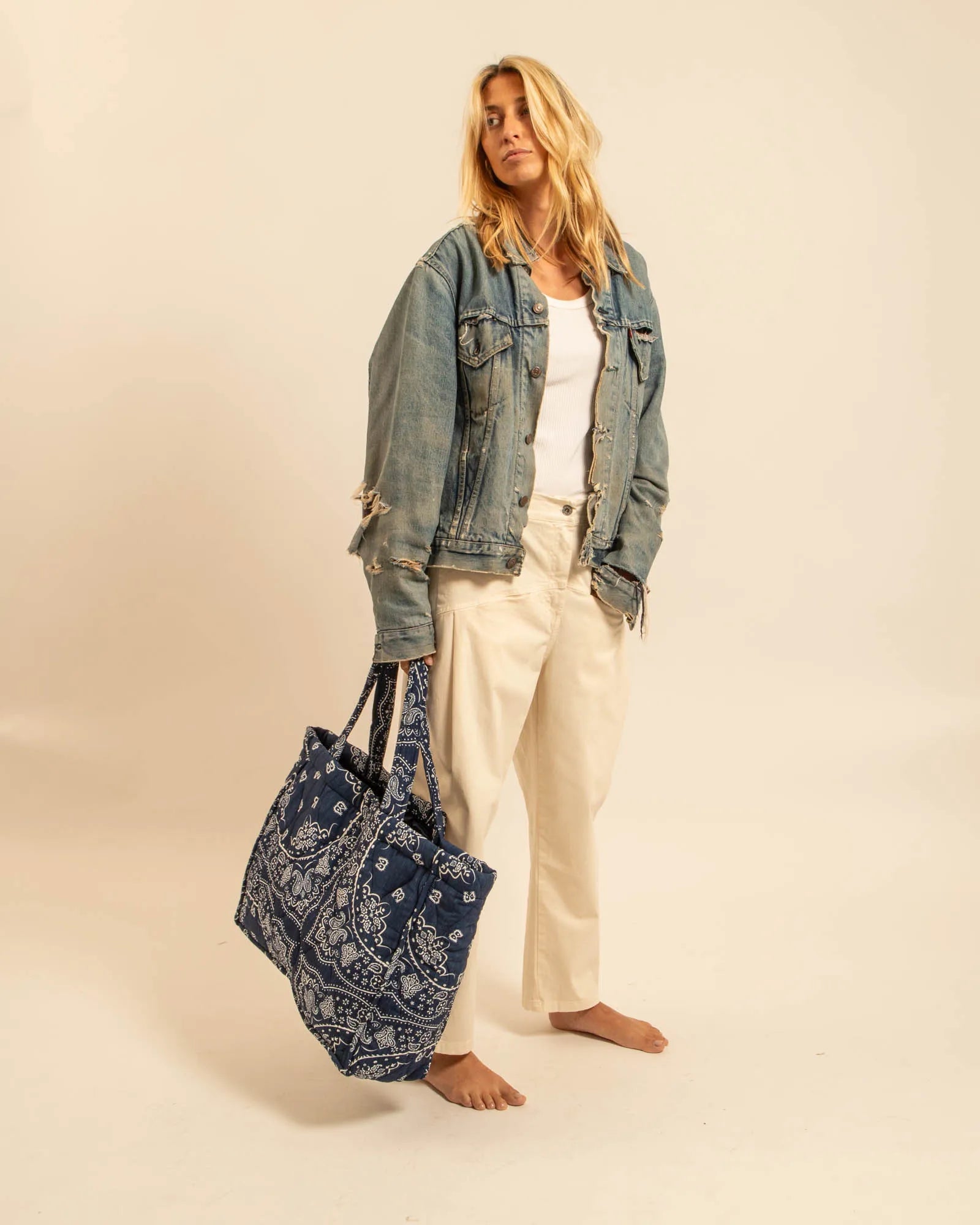 PHILADELPHIE2 CABAS BAG BANDANA NAVY