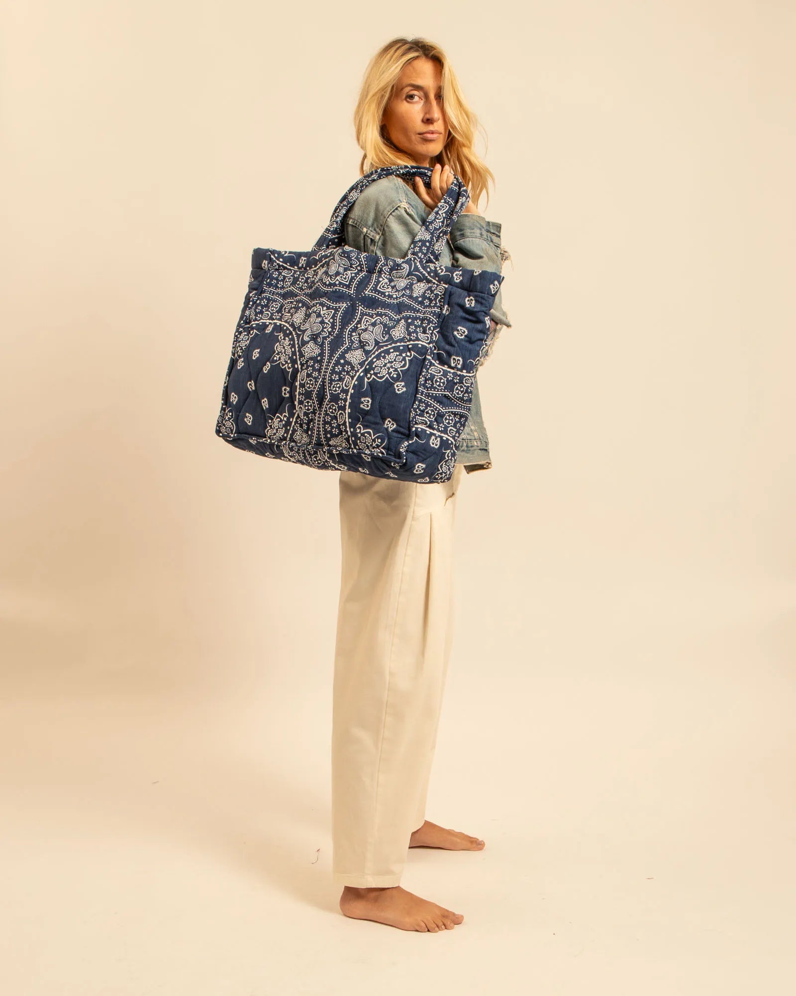 PHILADELPHIE2 CABAS BAG BANDANA NAVY