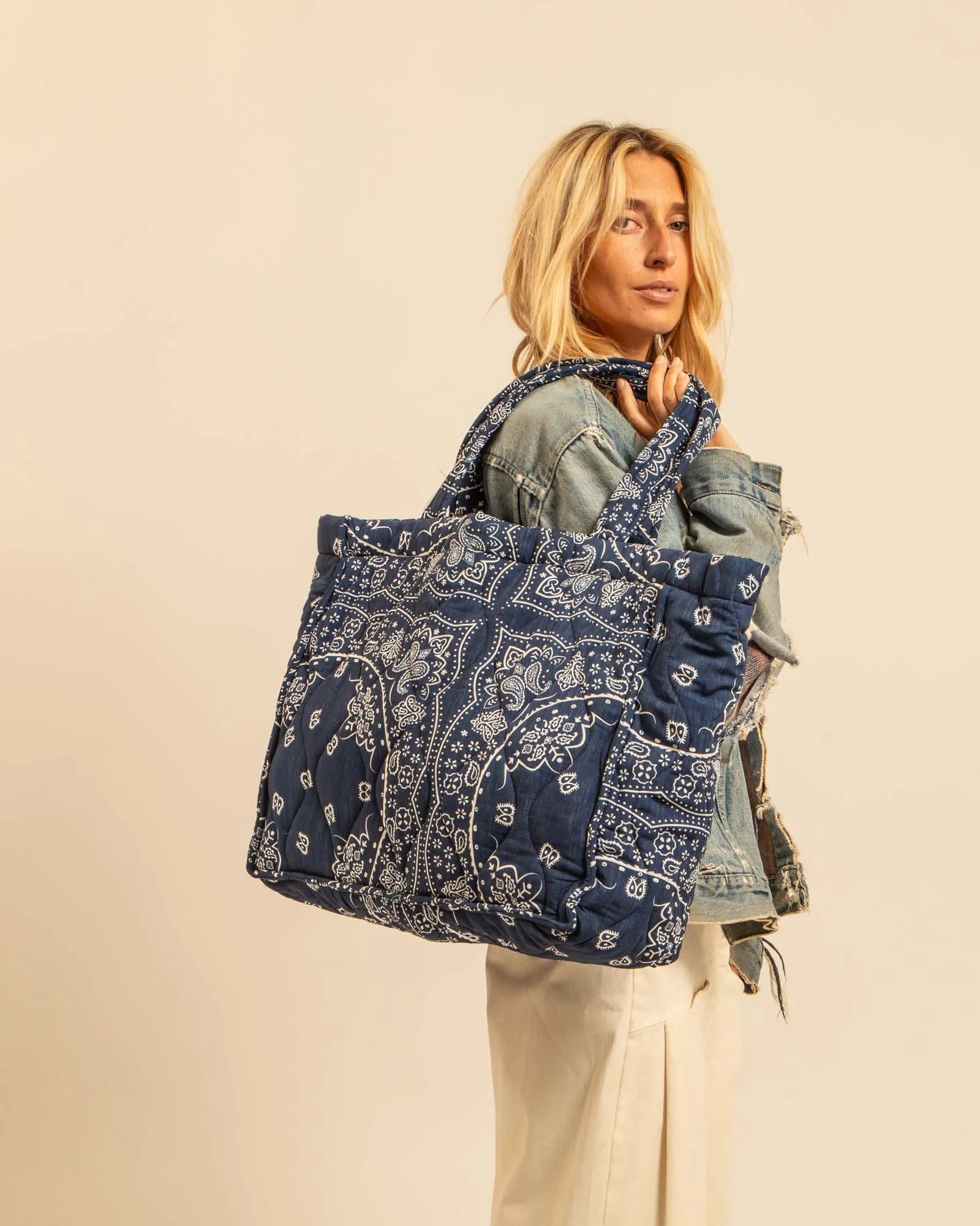 PHILADELPHIE2 CABAS BAG BANDANA NAVY