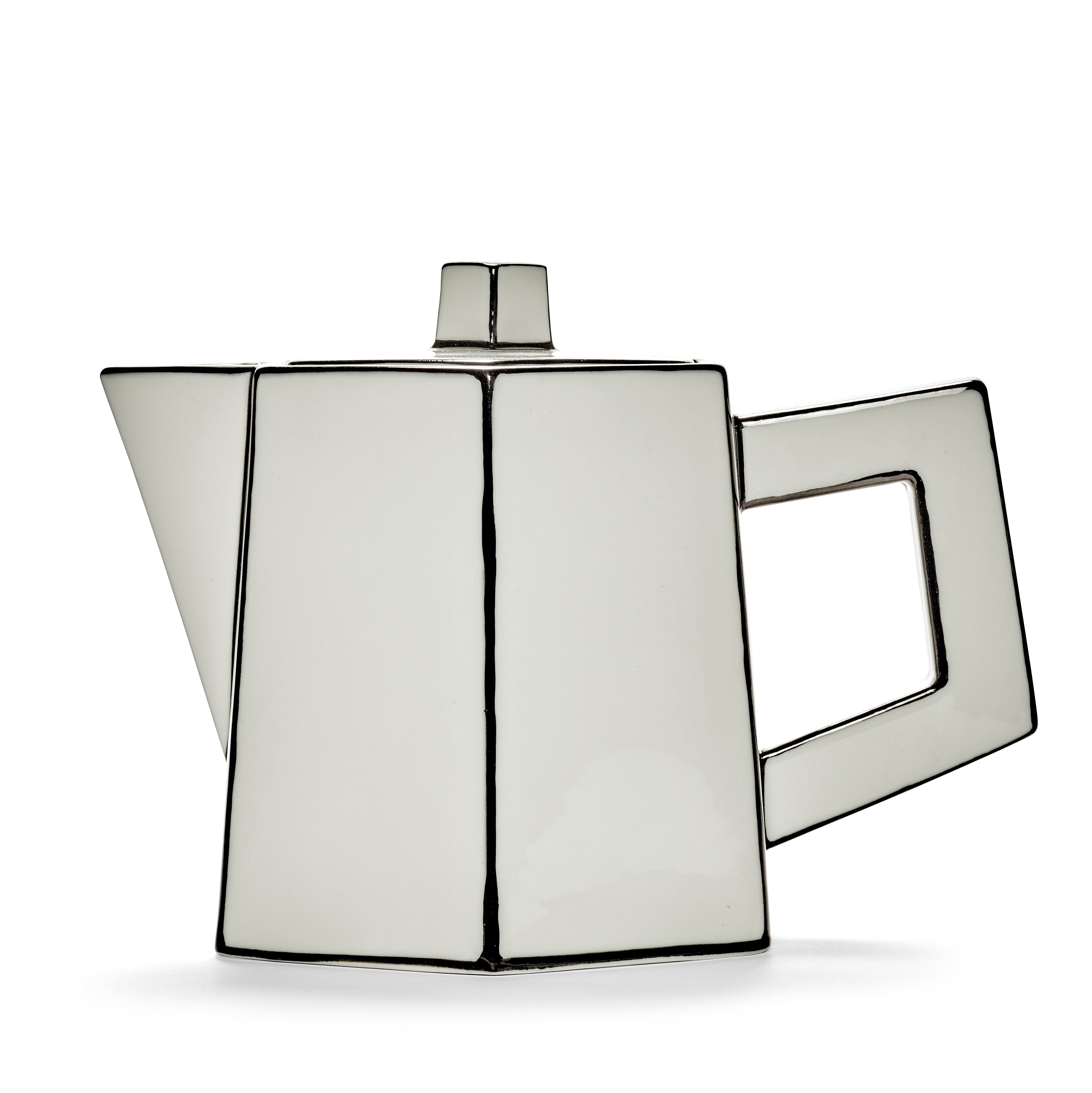 TEA POT WHITE/BLACK CARTE BLANCHE