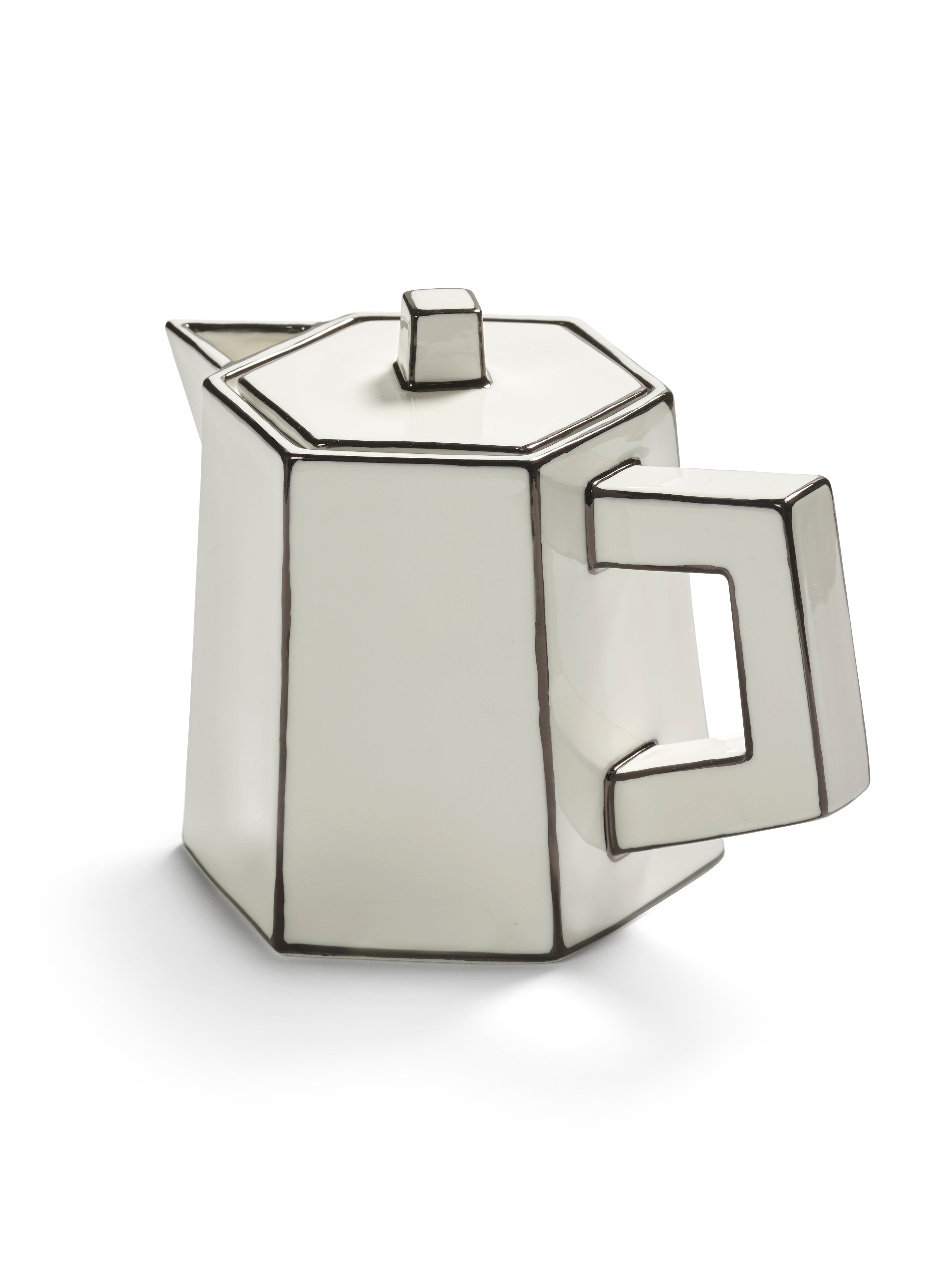 TEA POT WHITE/BLACK CARTE BLANCHE