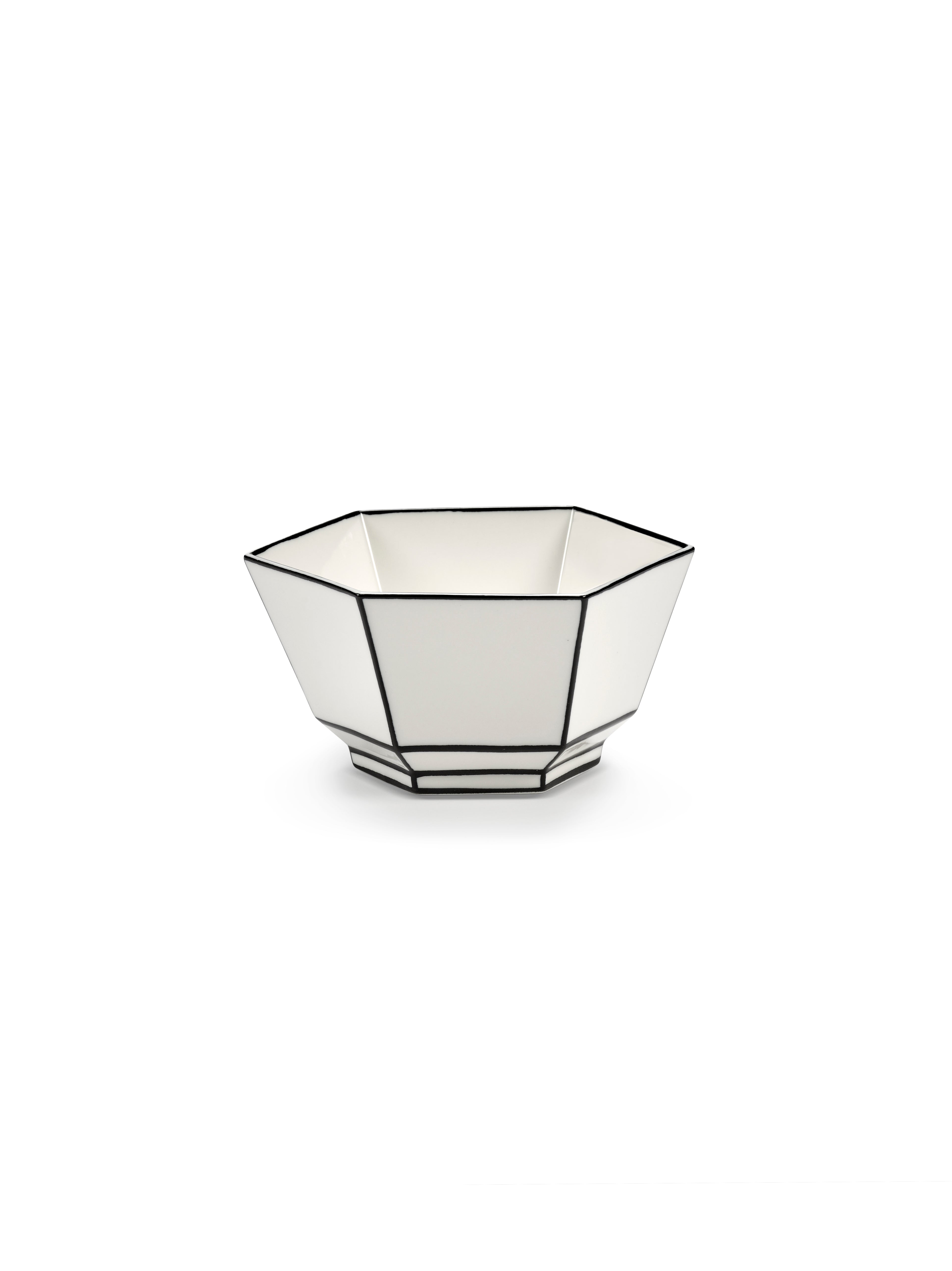 CEREAL BOWL WHITE/BLACK CARTE BLANCHE - SET OF 2