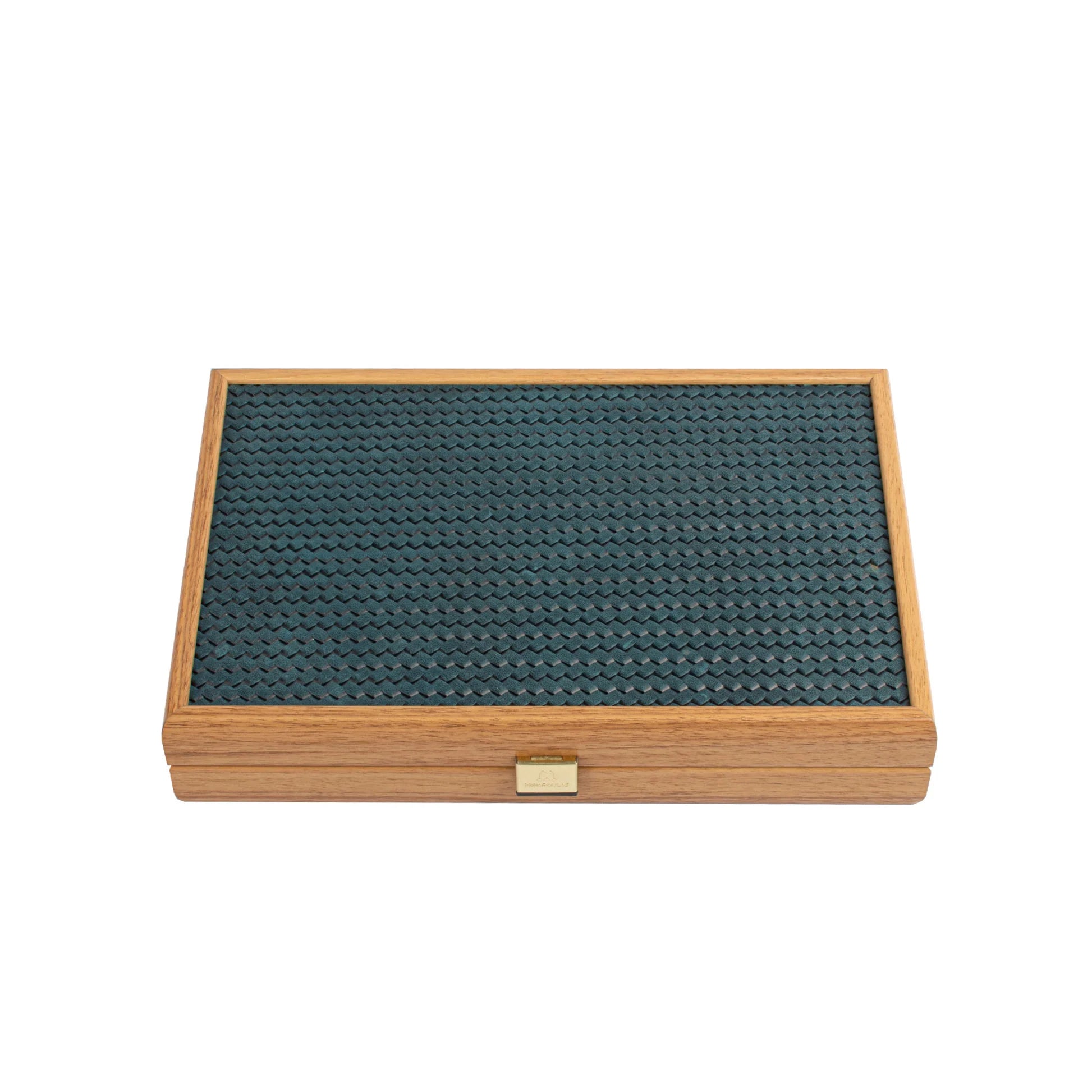 HANDCRAFTED WOVEN LEATHER BACKGAMMON SET BLUE