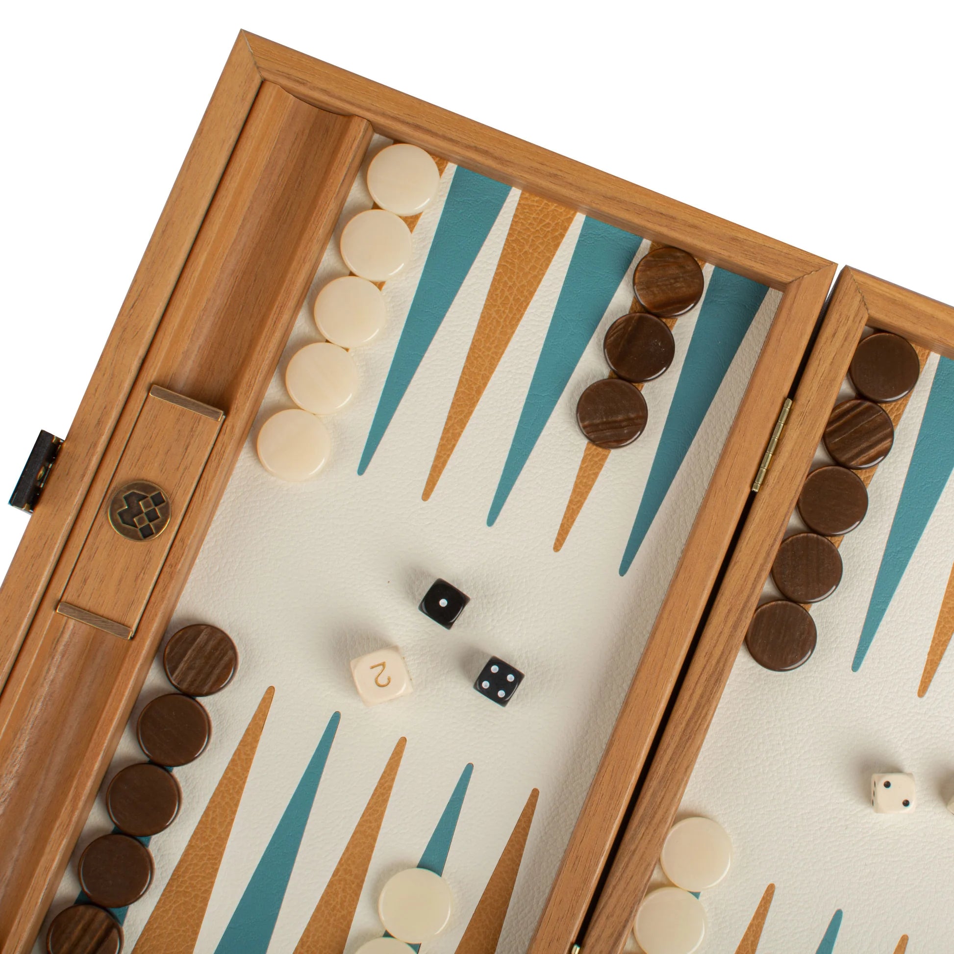 HANDCRAFTED WOVEN LEATHER BACKGAMMON SET BLUE