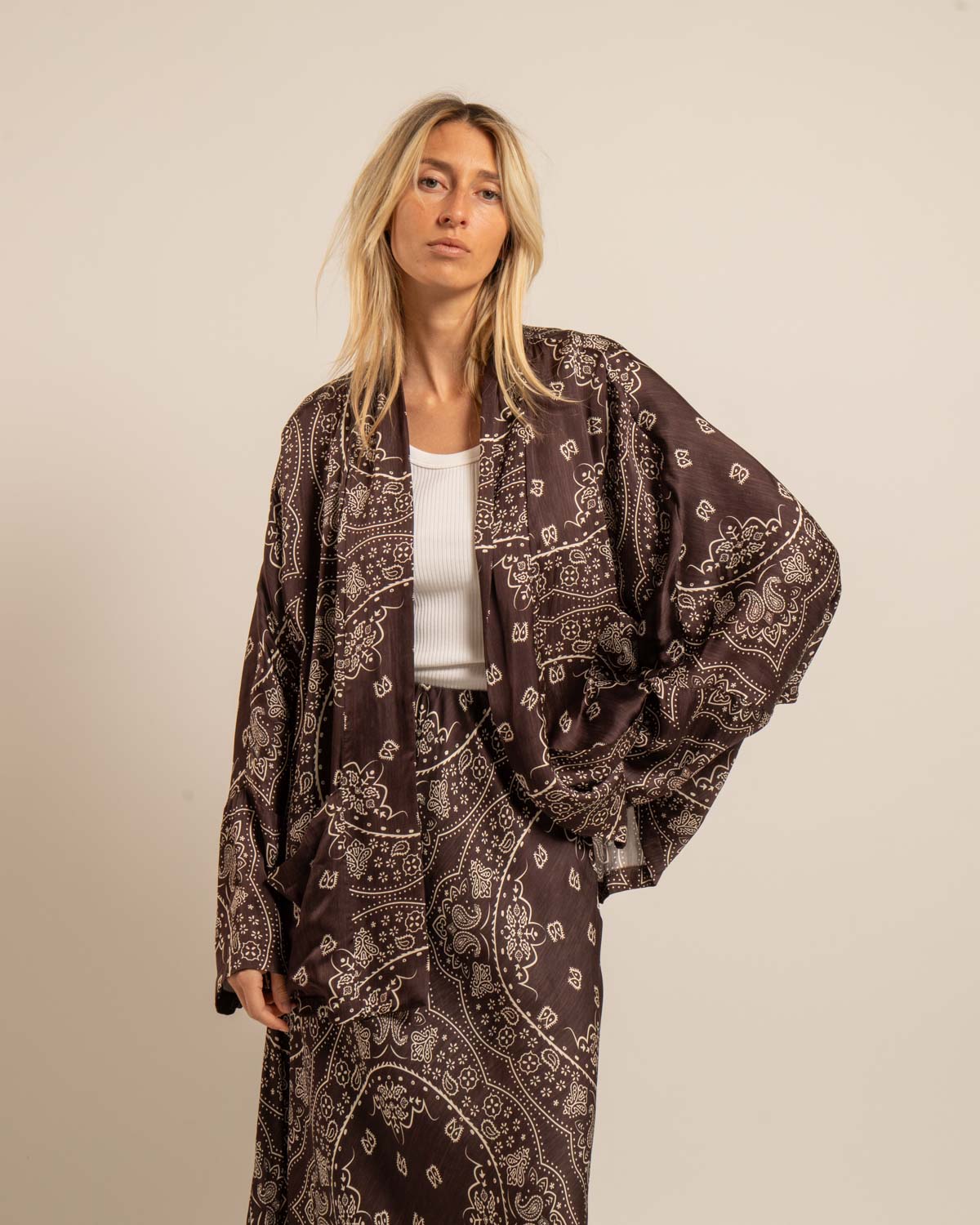 CHICAGO9 KIMONO BANDANA PRINT CHOCOLATE