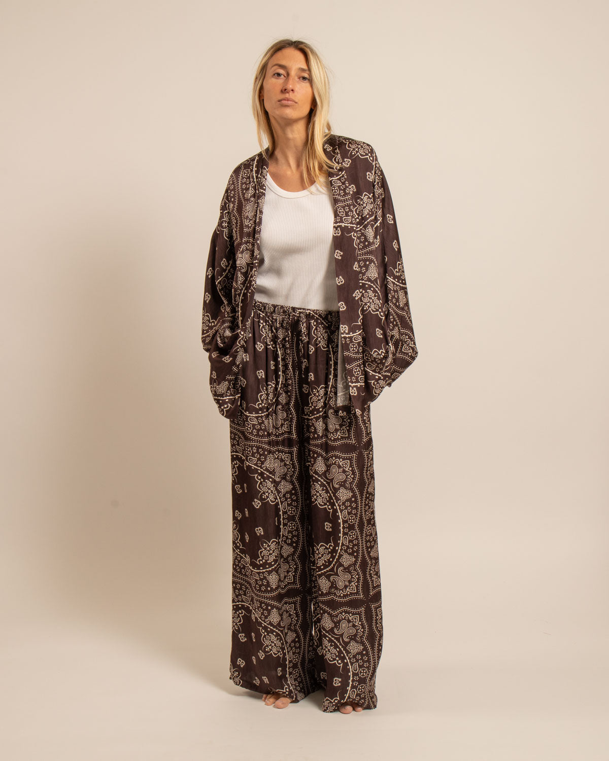 PHOENIX2 PANTS BANDANA PRINT CHOCOLATE