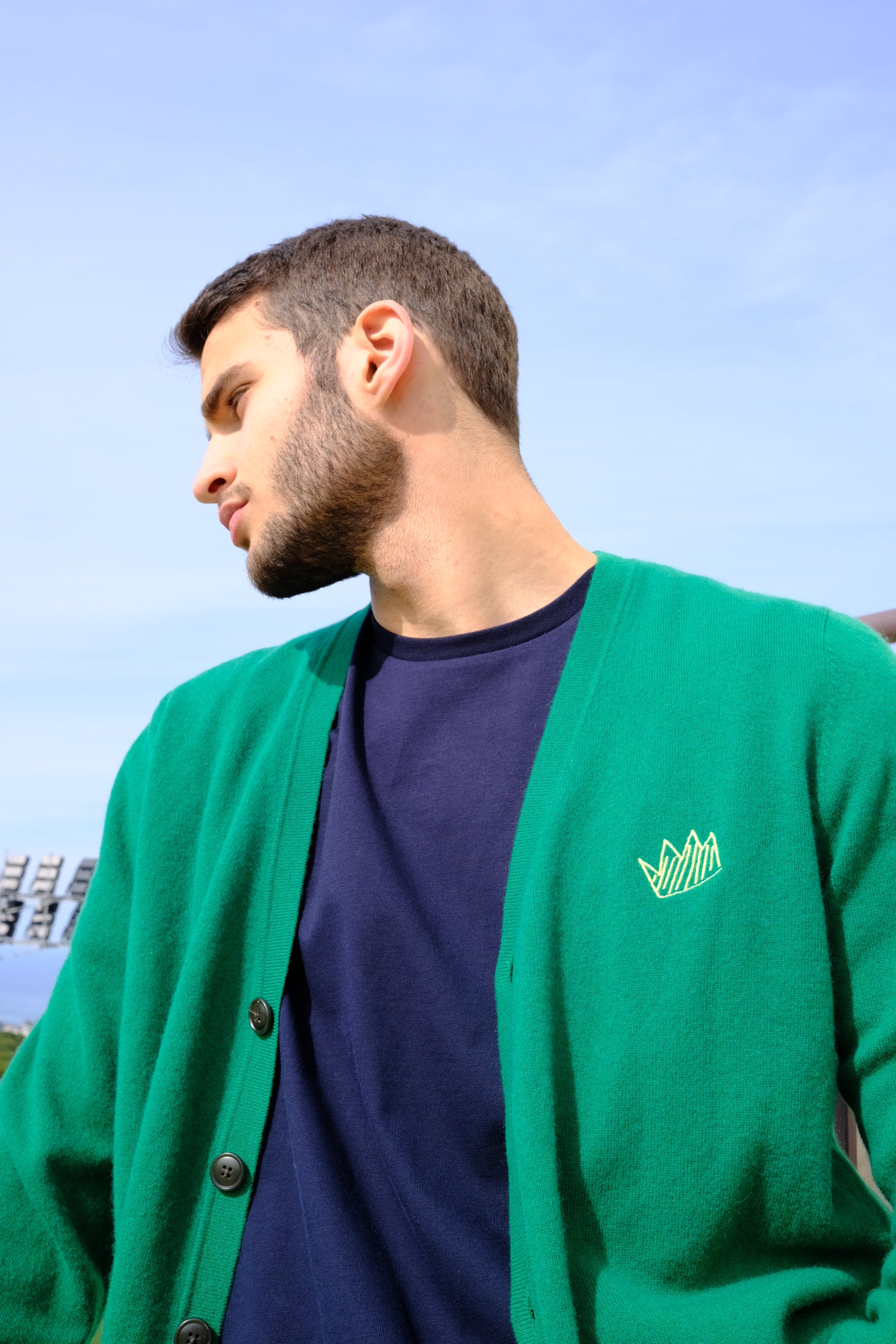 UNISEX MINI CROWN CARDIGAN, GREEN