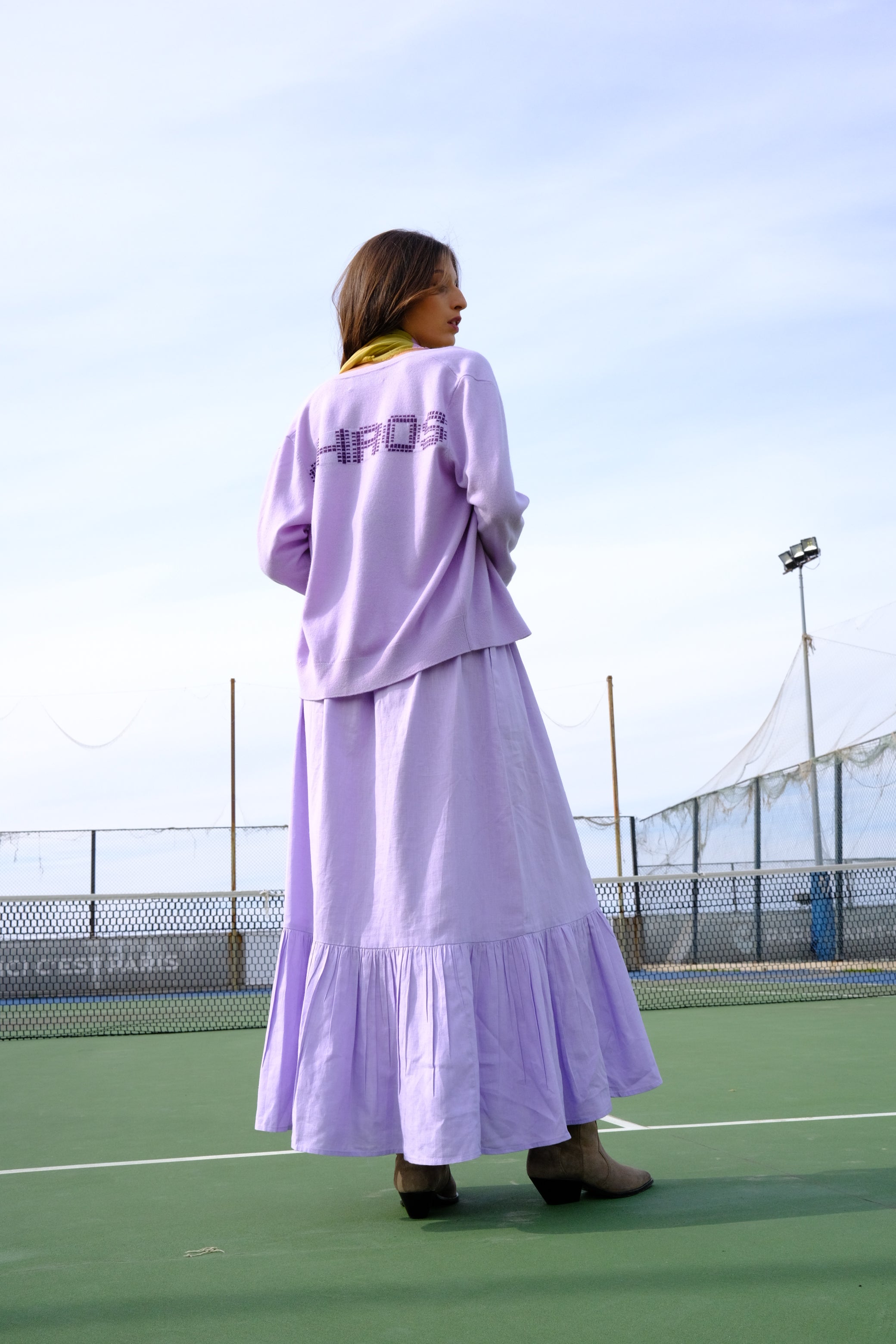 UNISEX CHAOS JAQUARD CARDIGAN LILAC