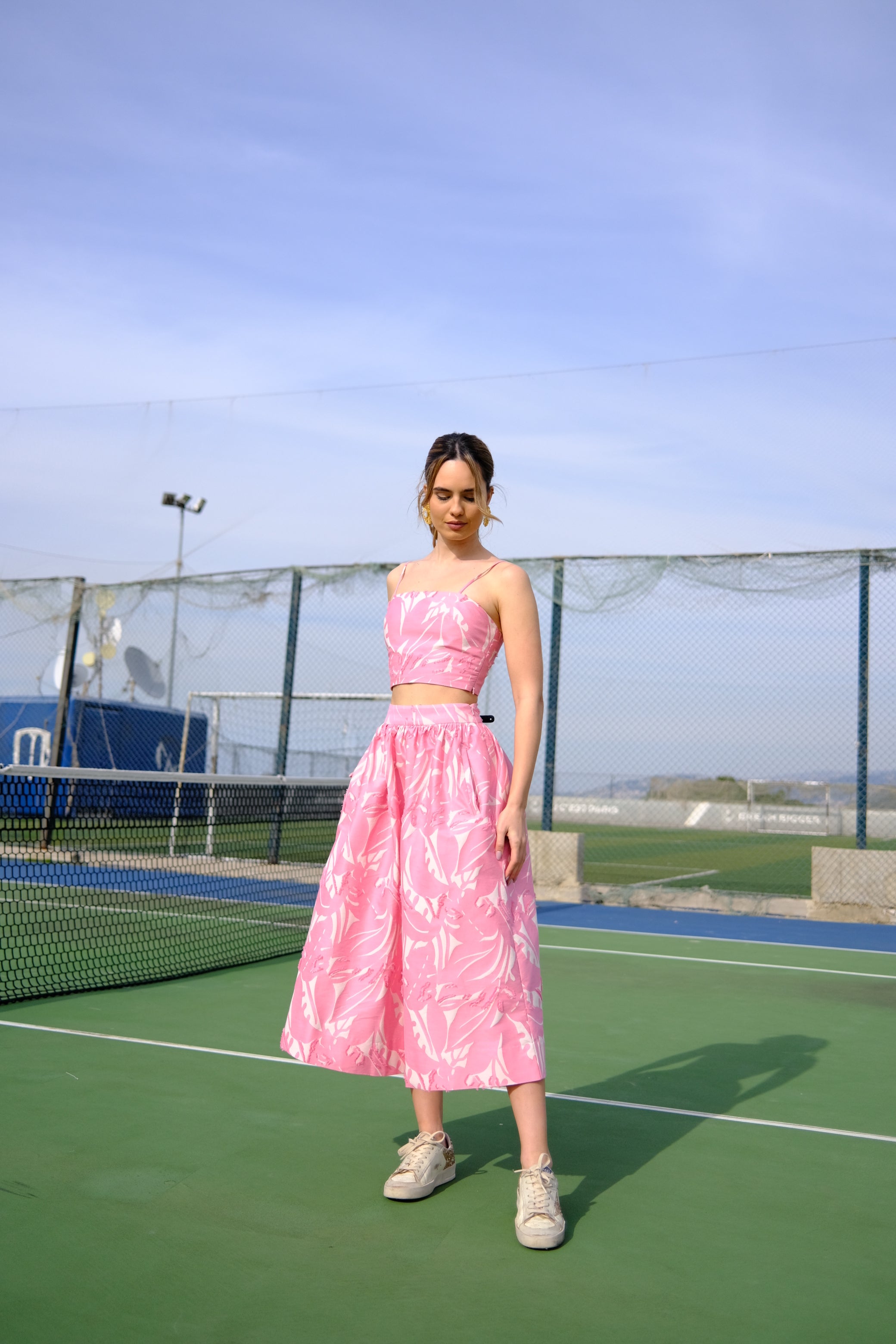 SARA FLORAL CROP TOP PINK