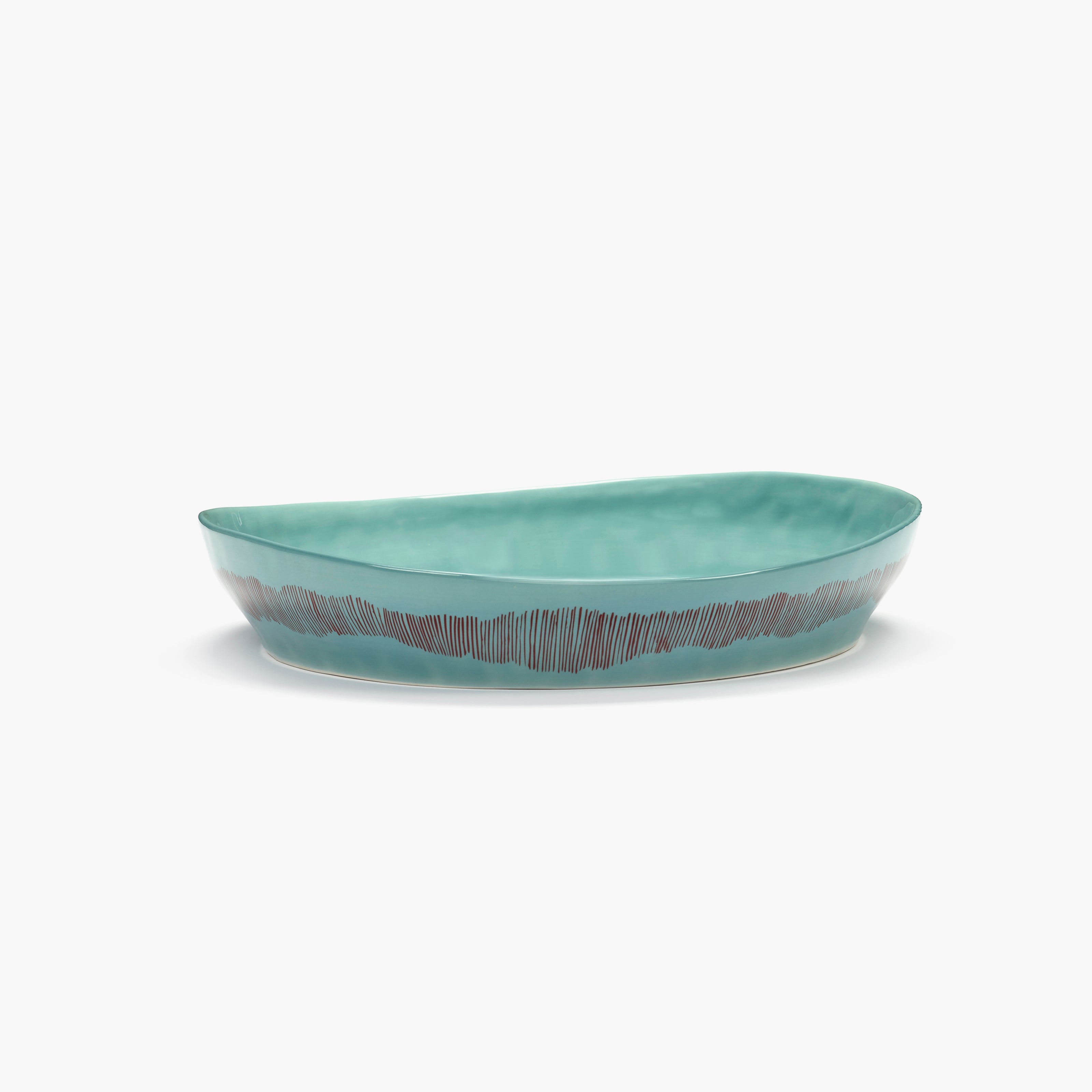 SERVING BOWL S AZURE STRIPES RED FEAST