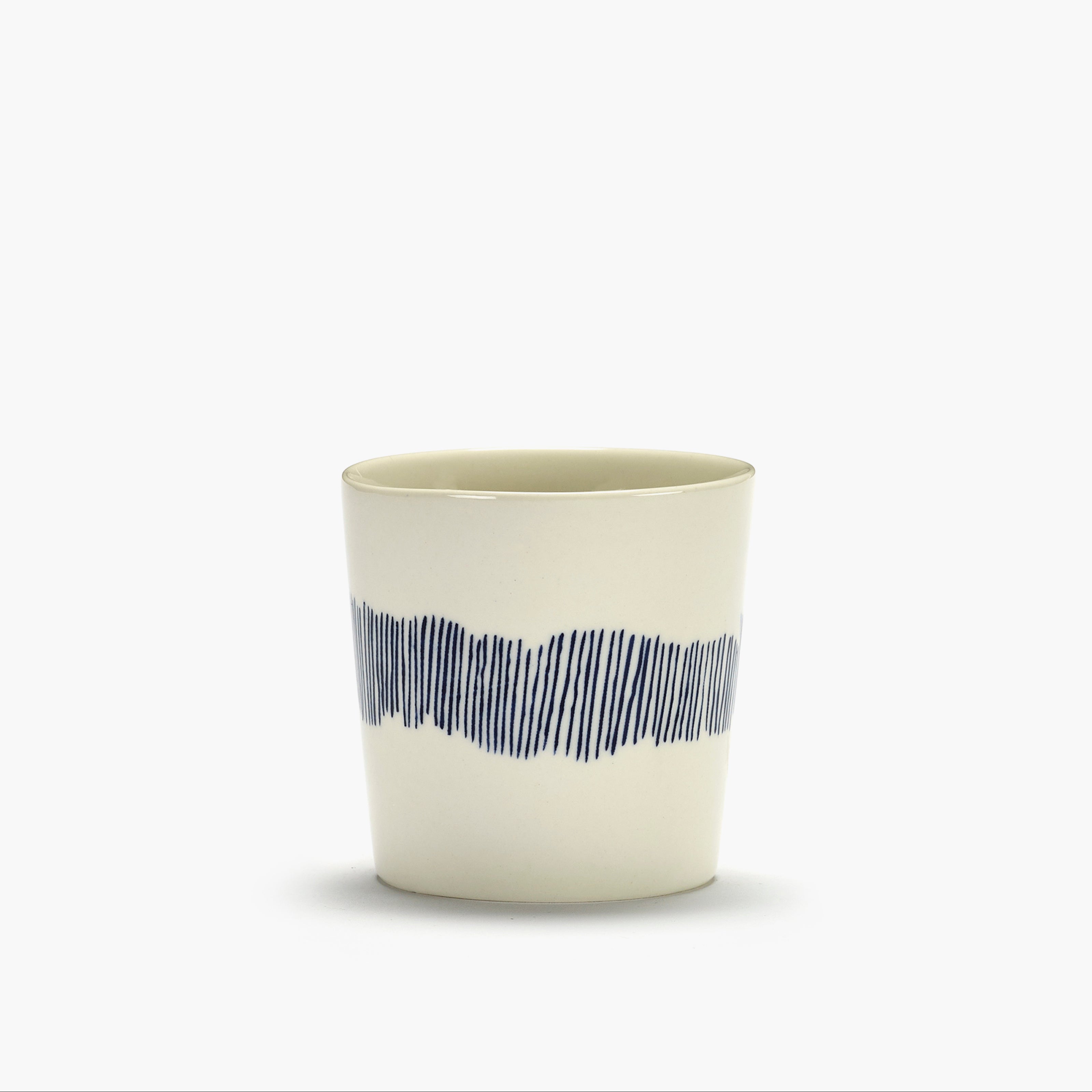 COFFEE CUP WHITE STRIPES BLUE FEAST- SET OF 4 CUPS