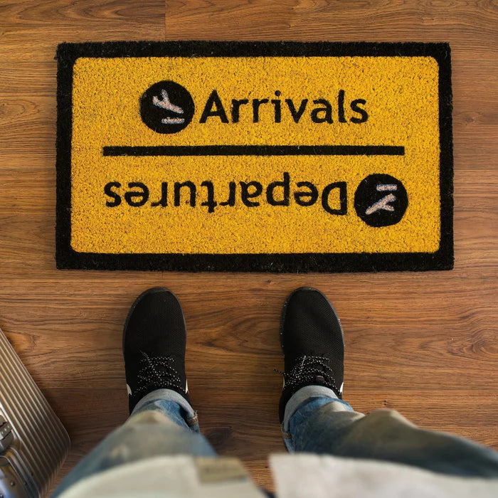 "Arrivals/Departures" YELLOW DOORMAT
