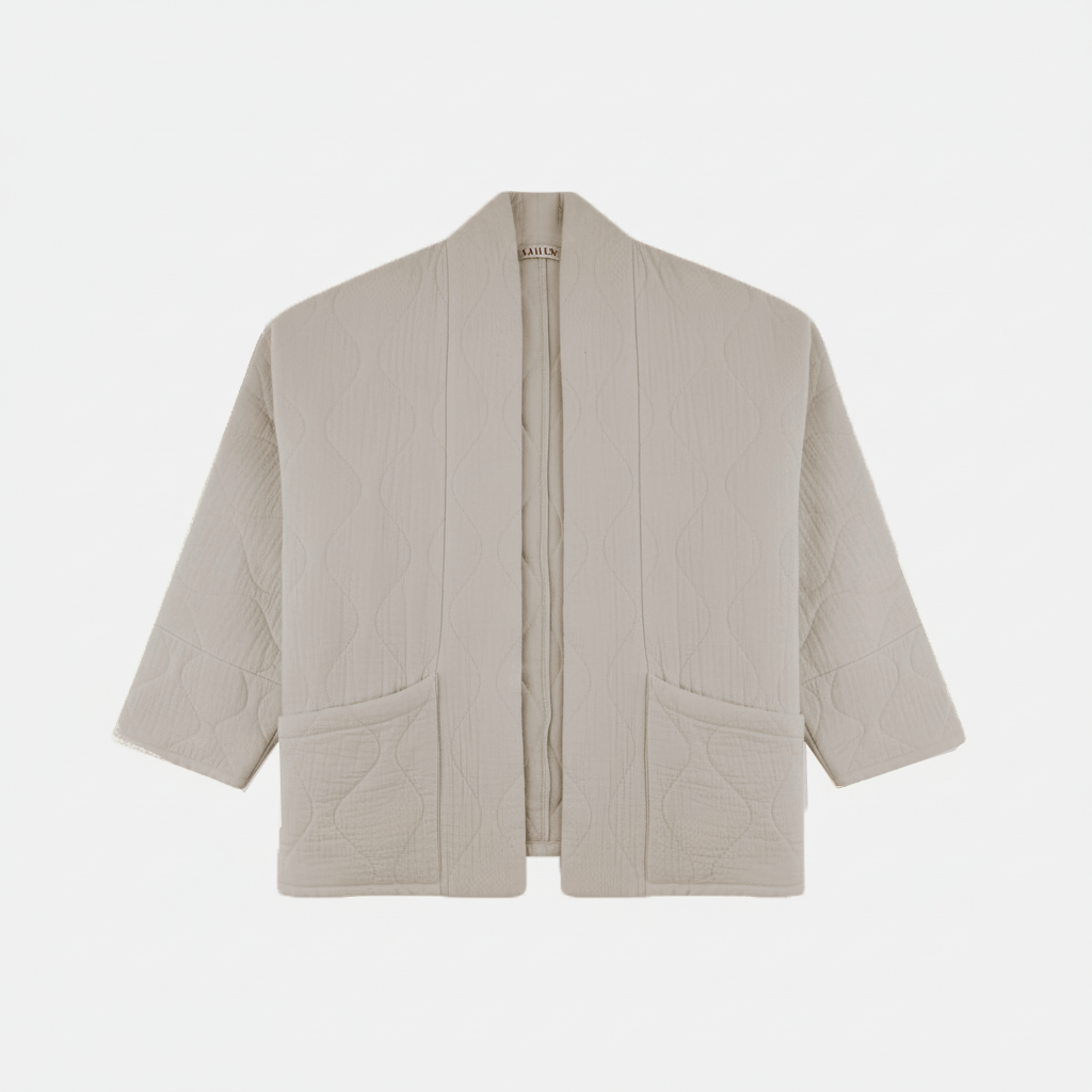 CHICAGO1 KIMONO VEST PLAIN BEIGE