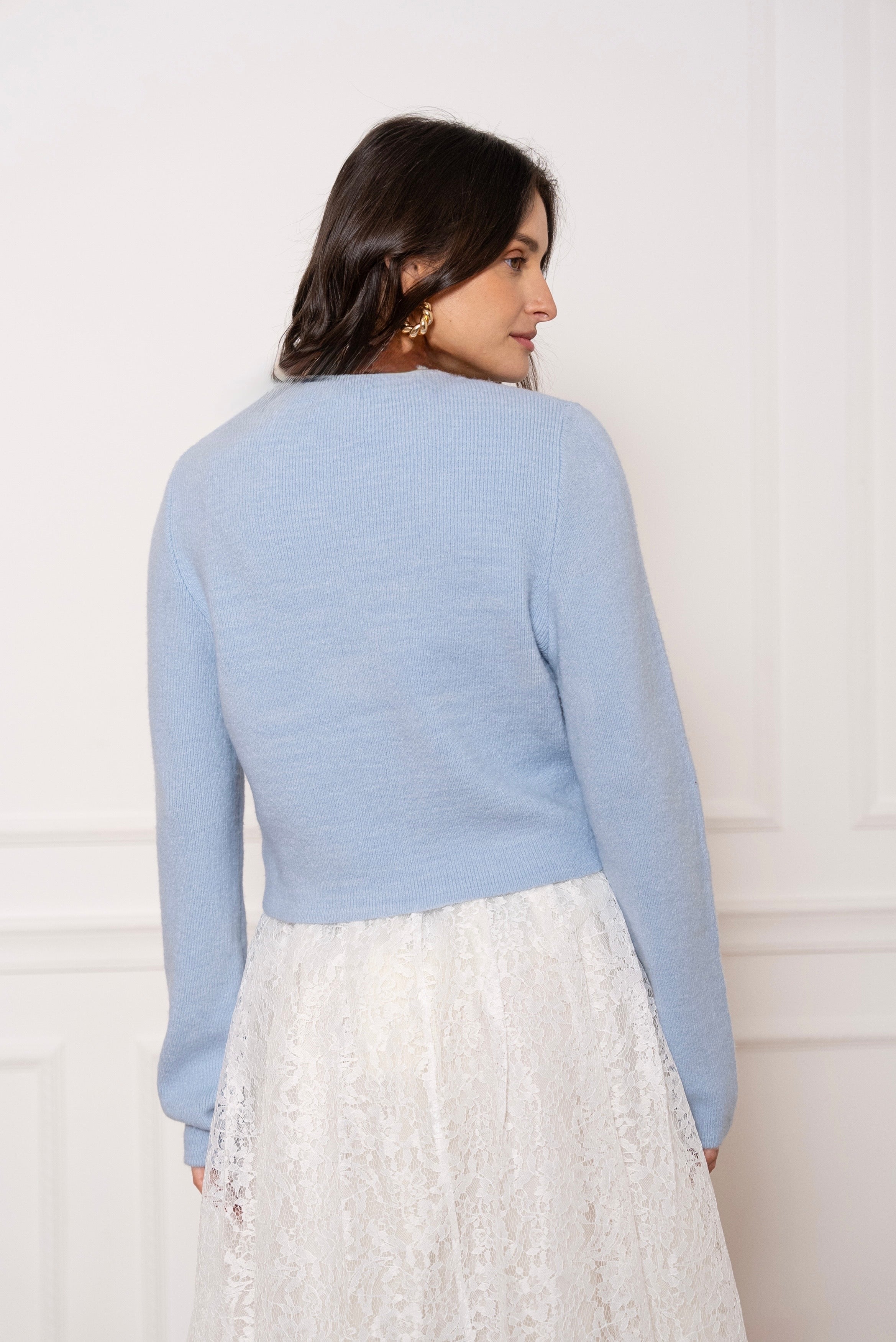 TINA BLUE CROPPED CARDIGAN