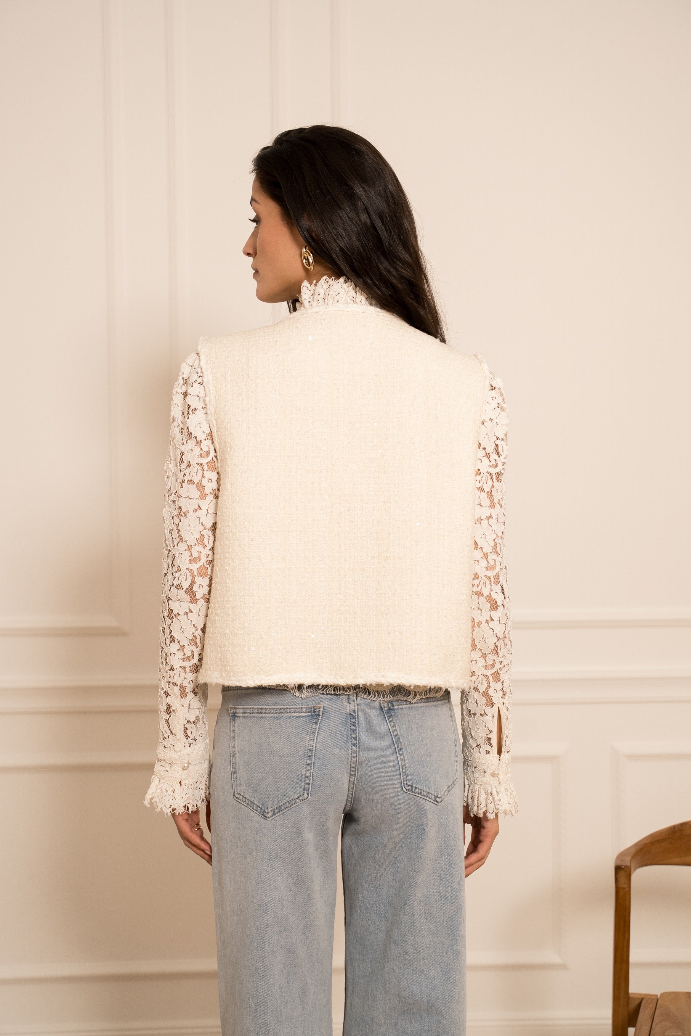 BEA TWEED GILET OFF WHITE