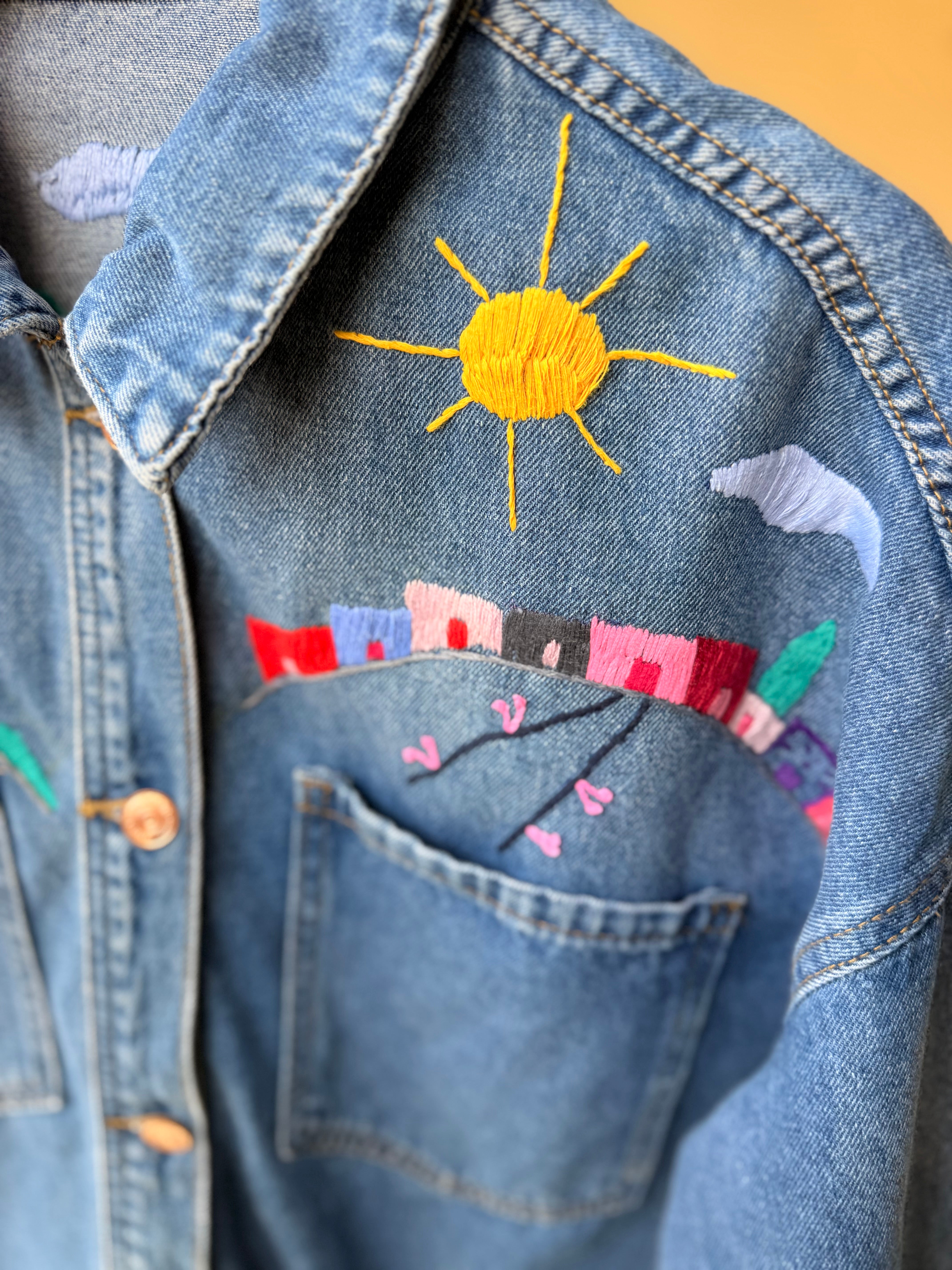RAY2 DENIM EMBROIDERED OVERSHIRT