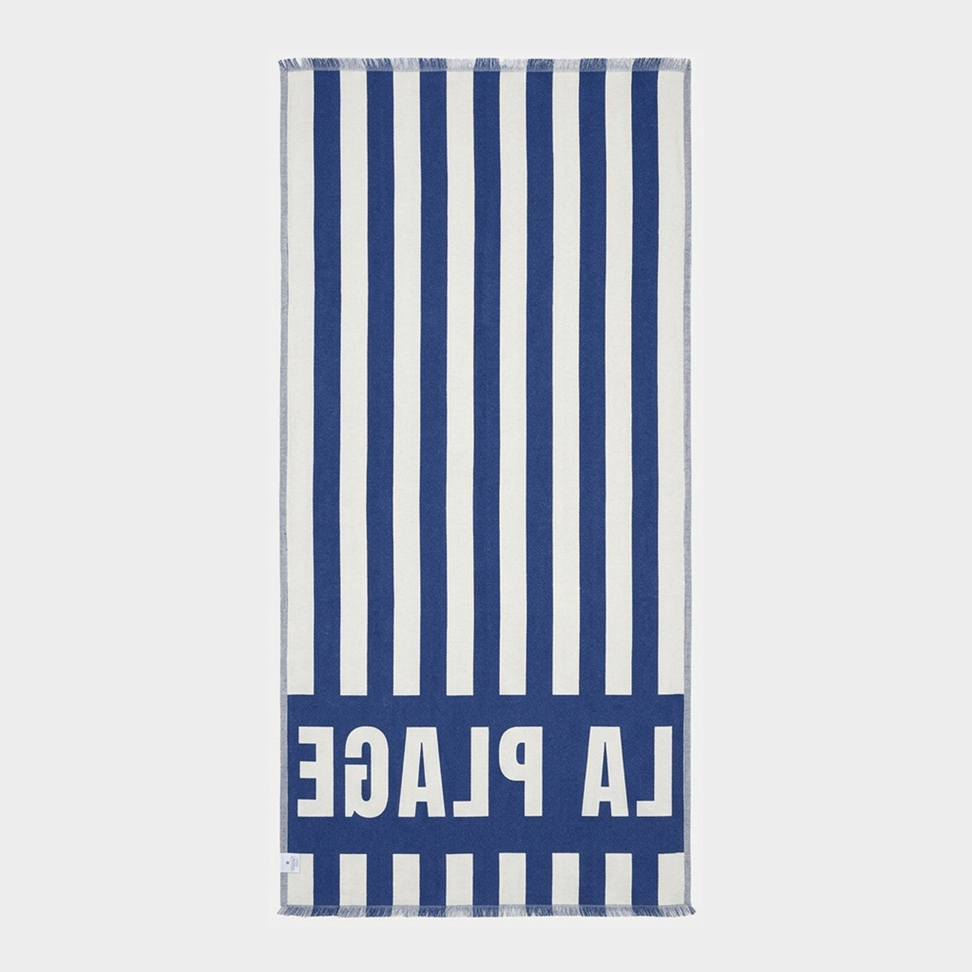 LA PLAGE BEACH TOWEL NAVY - ALMOND
