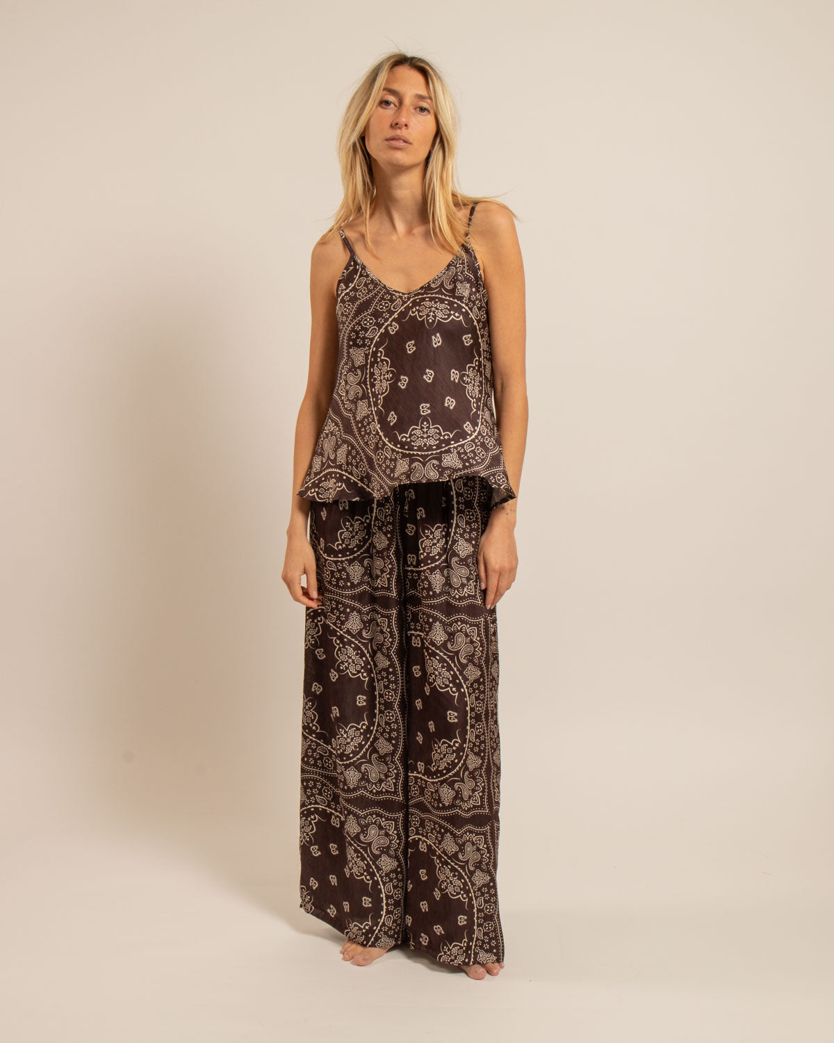 LEWISTON2 TOP BANDANA PRINT CHOCOLATE