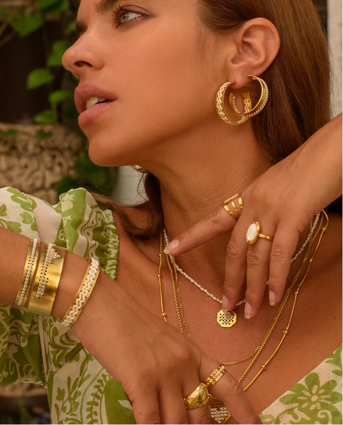 ZIG ZAG KEDIMA EARRINGS GOLD WHITE