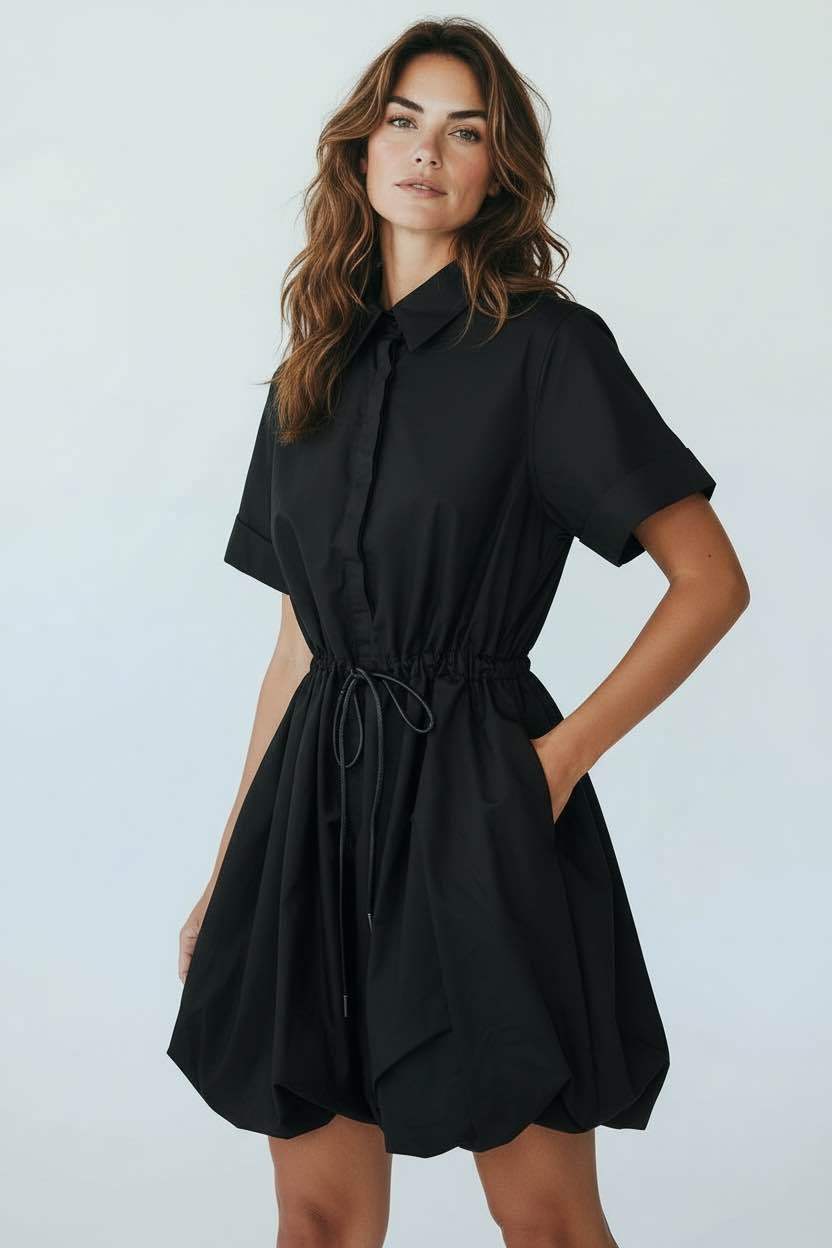 TINA COTTON BOUFFE SHIRT DRESS RED