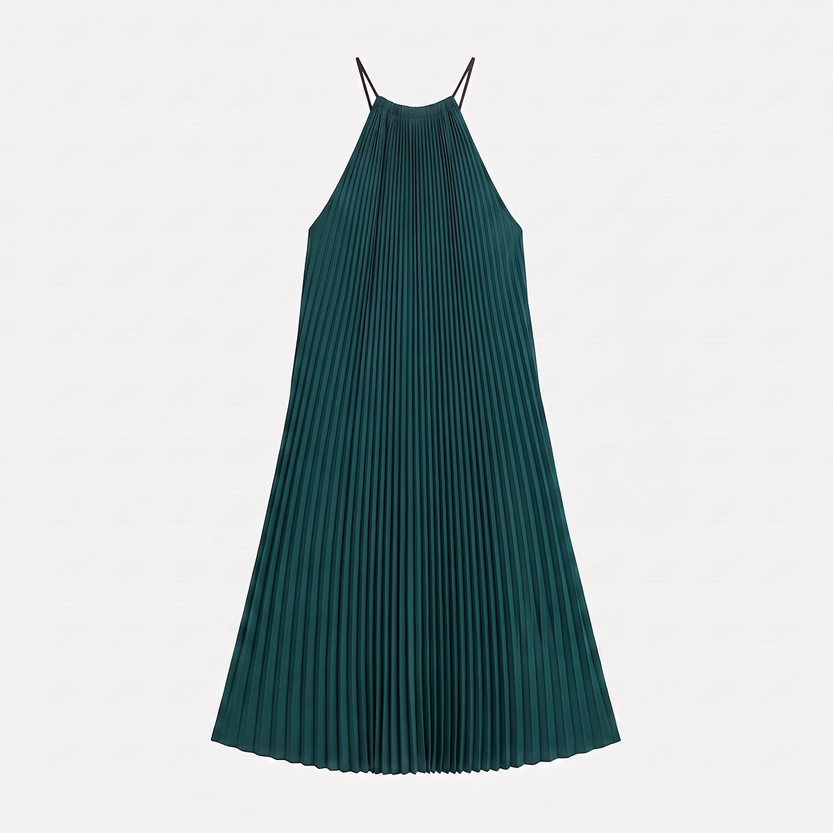 SAMA PLEATED LONG DRESS GREEN