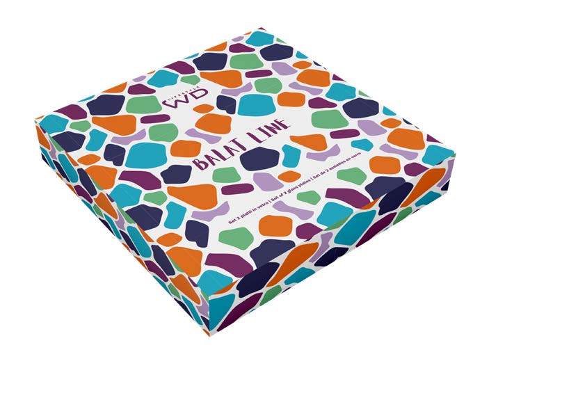 SET OF 2 GLASS PLATES ORANGE & NAVY