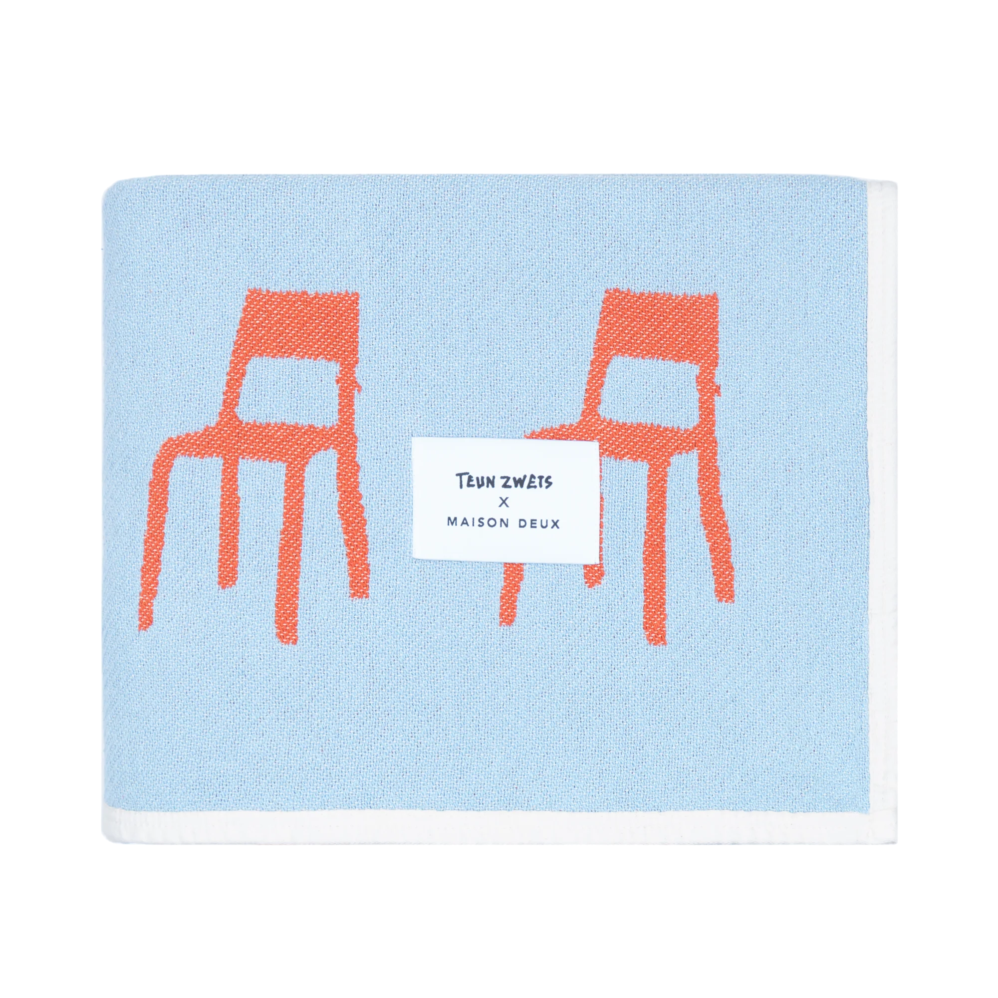 MAISON DEUX SPLITTED CHAIRS BLANKET BLUE ORANGE COTTON