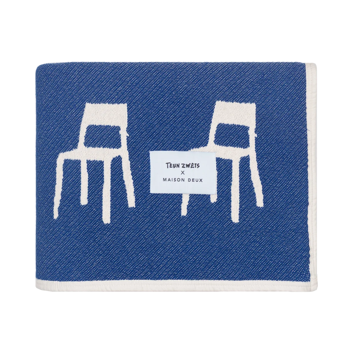 MAISON DEUX SPLITTED CHAIRS BLANKET COBALT BLUE COTTON
