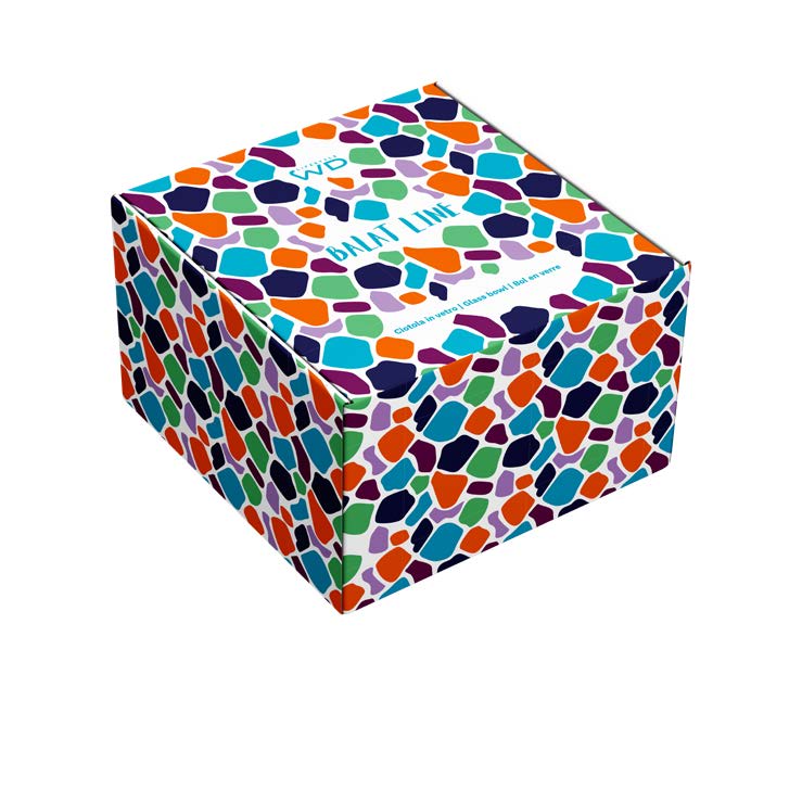 GLASS SALAD BOWL BURGUNDY & LIGH BLUE