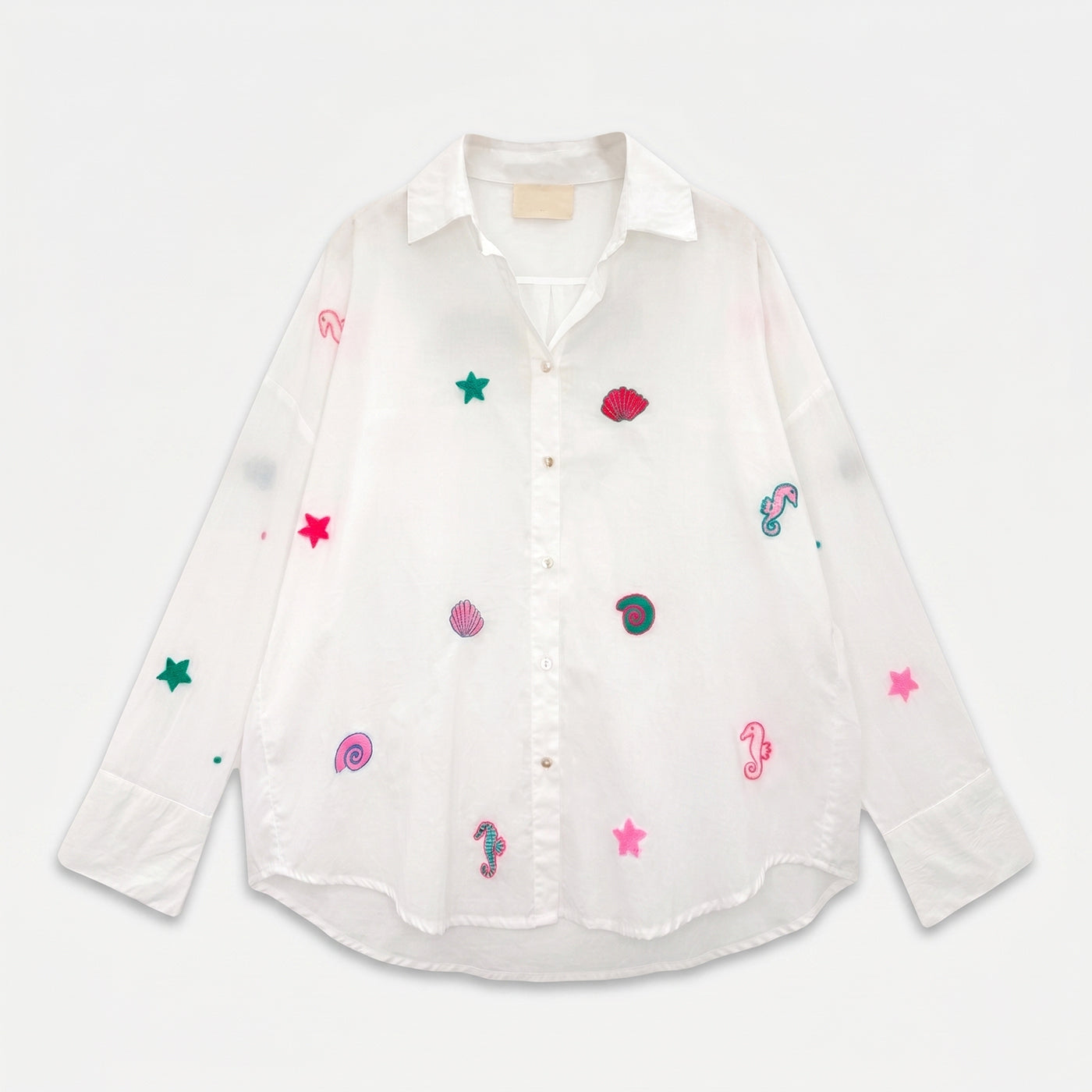 FAY EMBROIDERED COTTON SHIRT WHITE