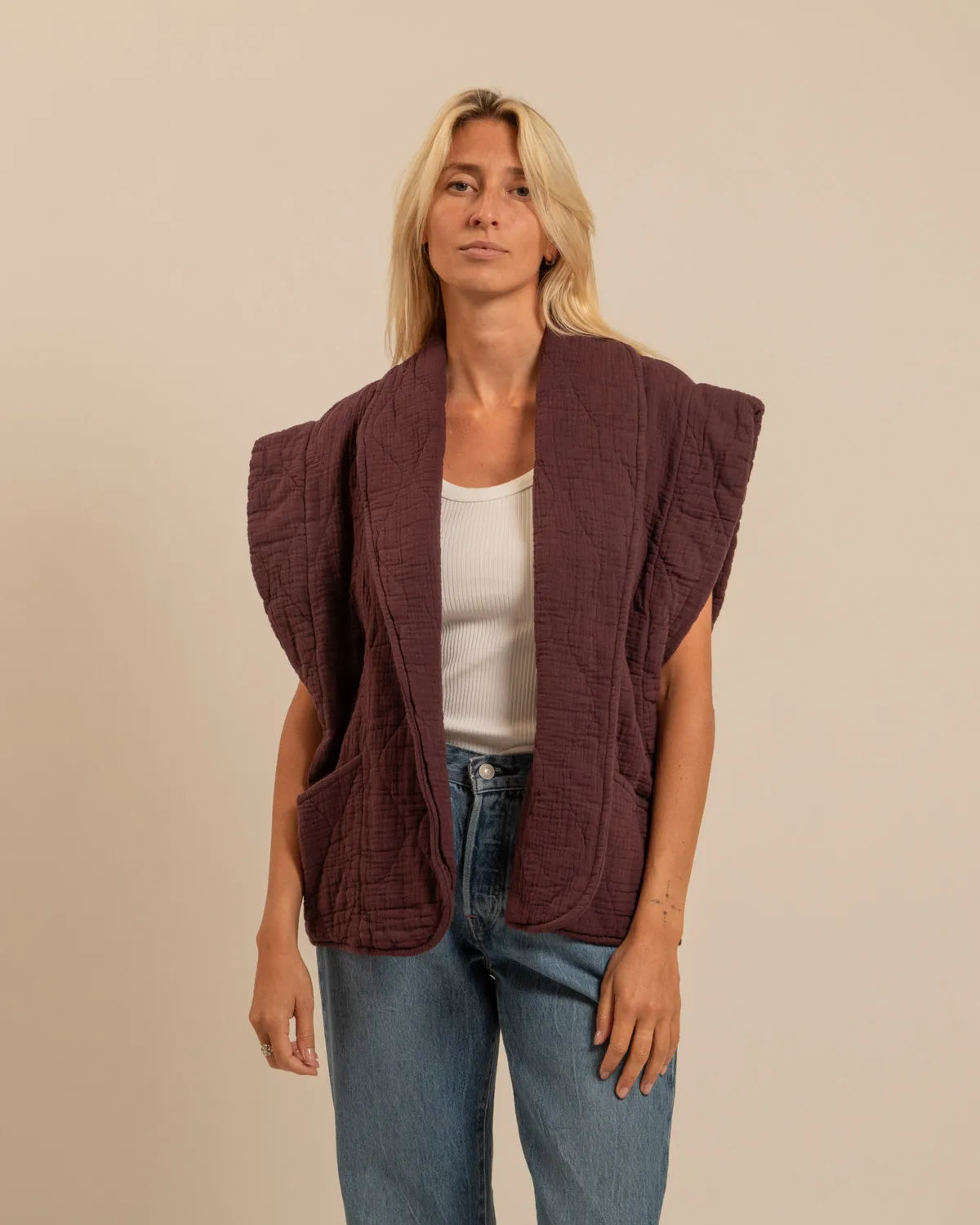 BROOKLYN1 SLEVELESS VEST PLAIN BURGUNDY