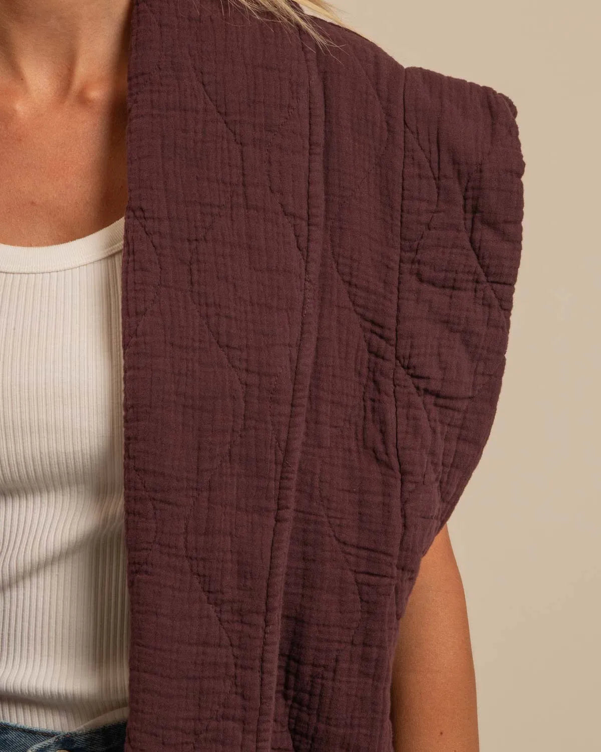 BROOKLYN1 SLEVELESS VEST PLAIN BURGUNDY