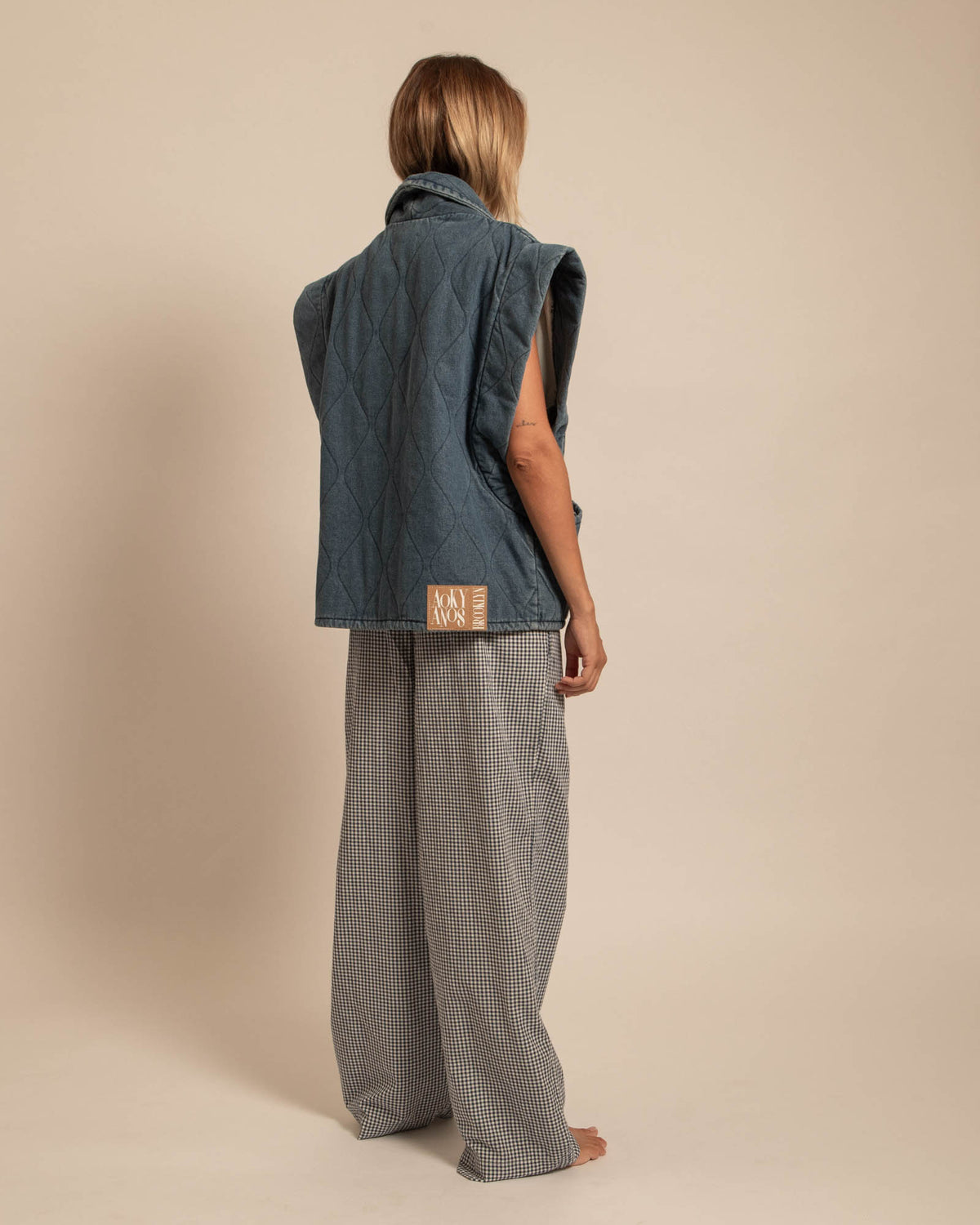 BROOK1 DENIM SLEEVELESS VEST STONE WASH