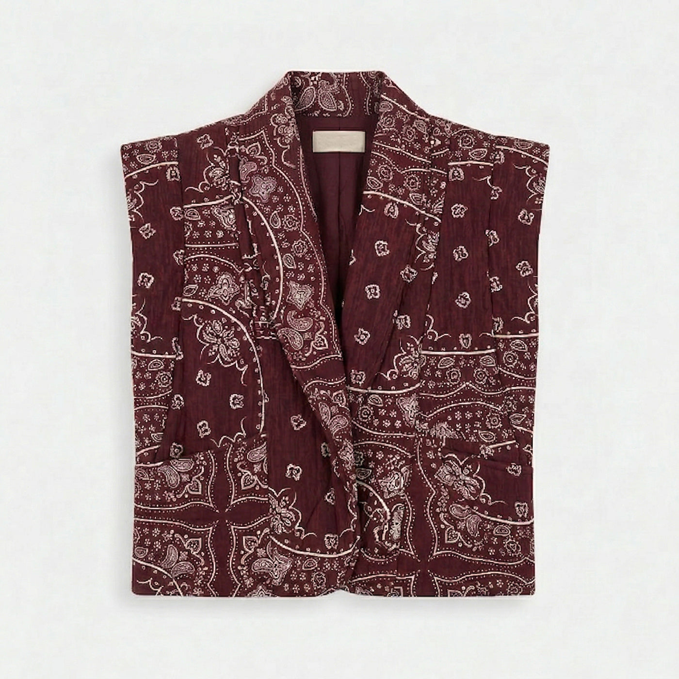 BROOKLYN6 SLEEVELESS VEST BANDANA PRINT BURGUNDY
