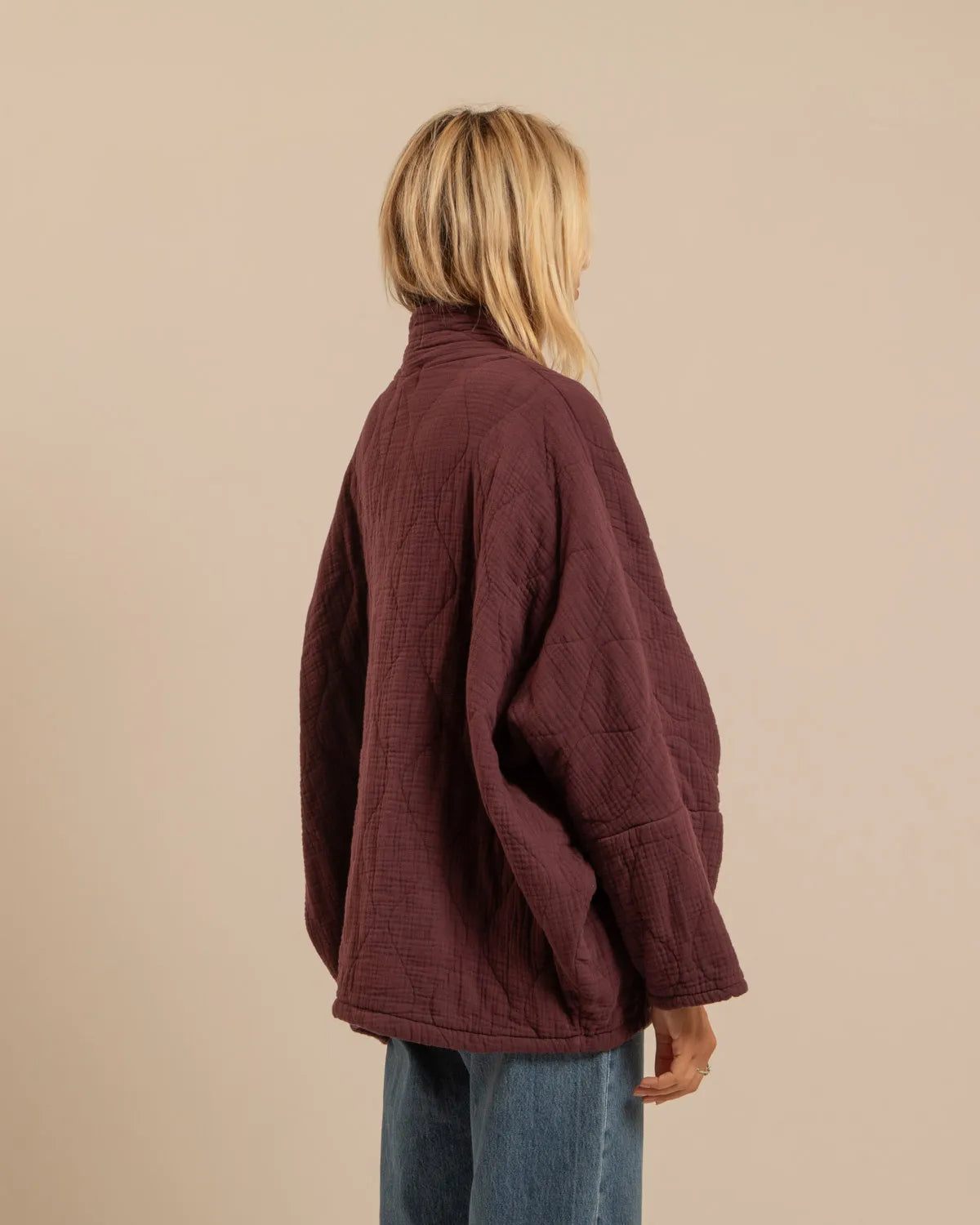 CHICAGO1 KIMONO VEST PLAIN BURGUNDY