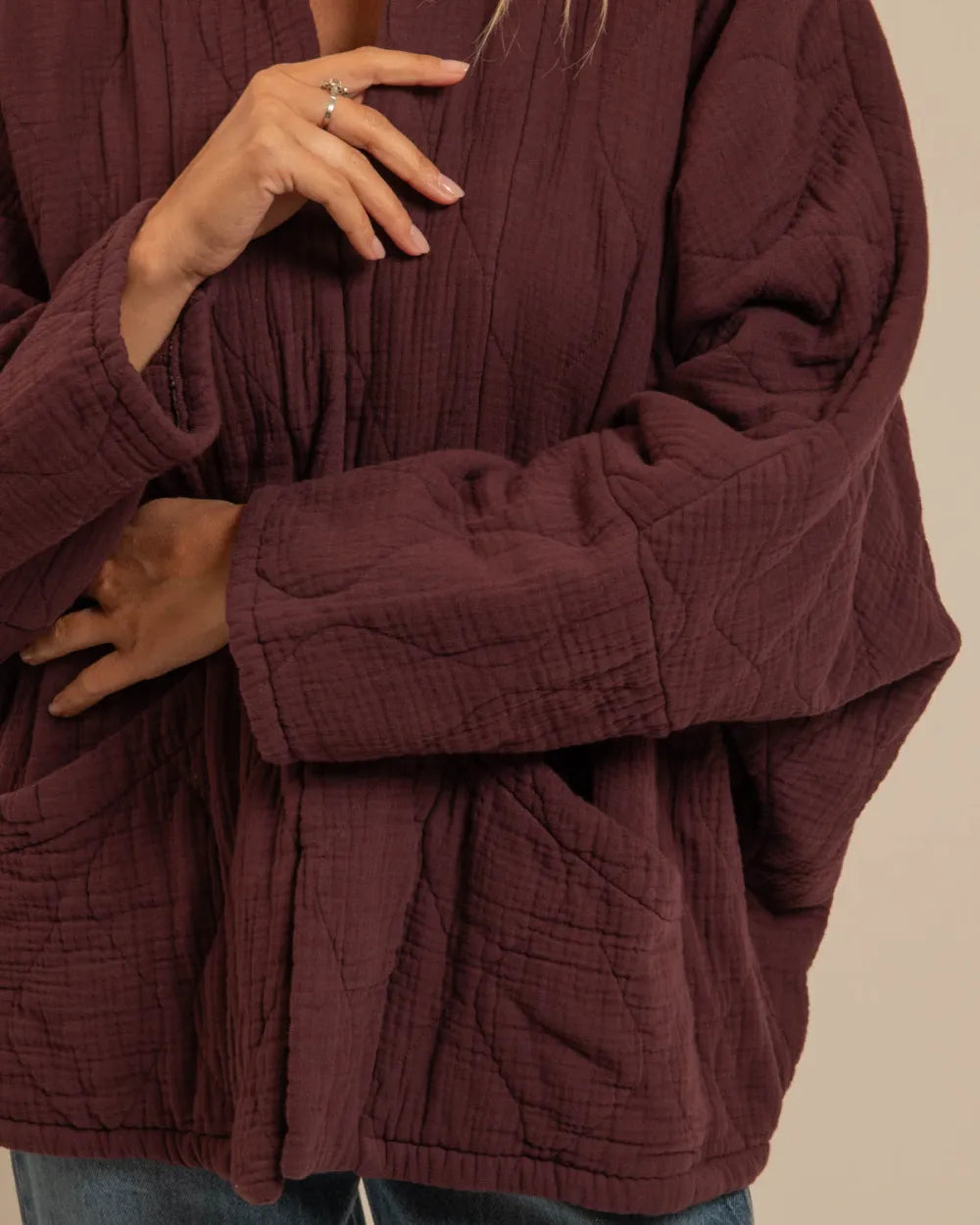 CHICAGO1 KIMONO VEST PLAIN BURGUNDY