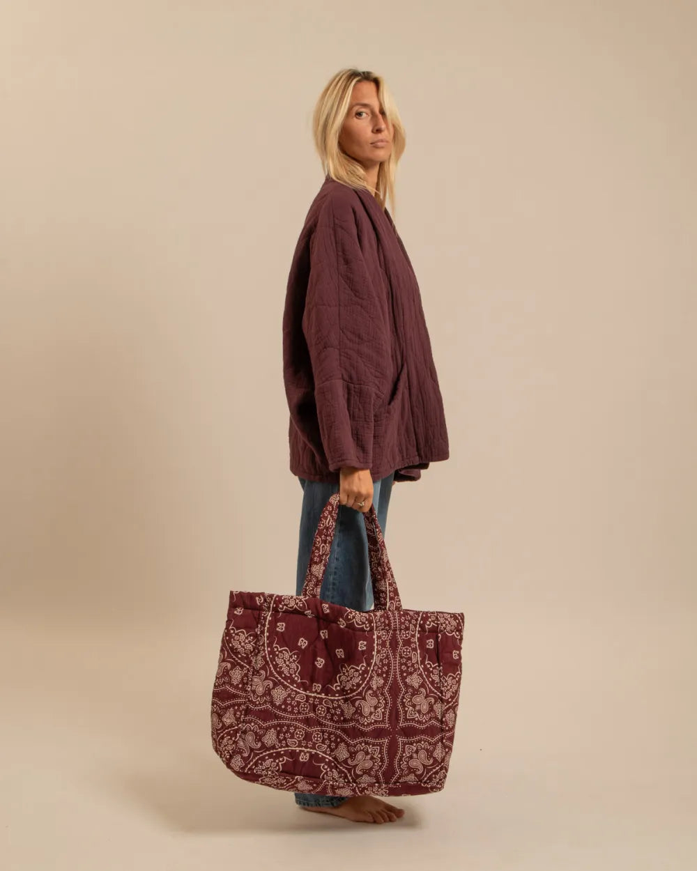 CHICAGO1 KIMONO VEST PLAIN BURGUNDY