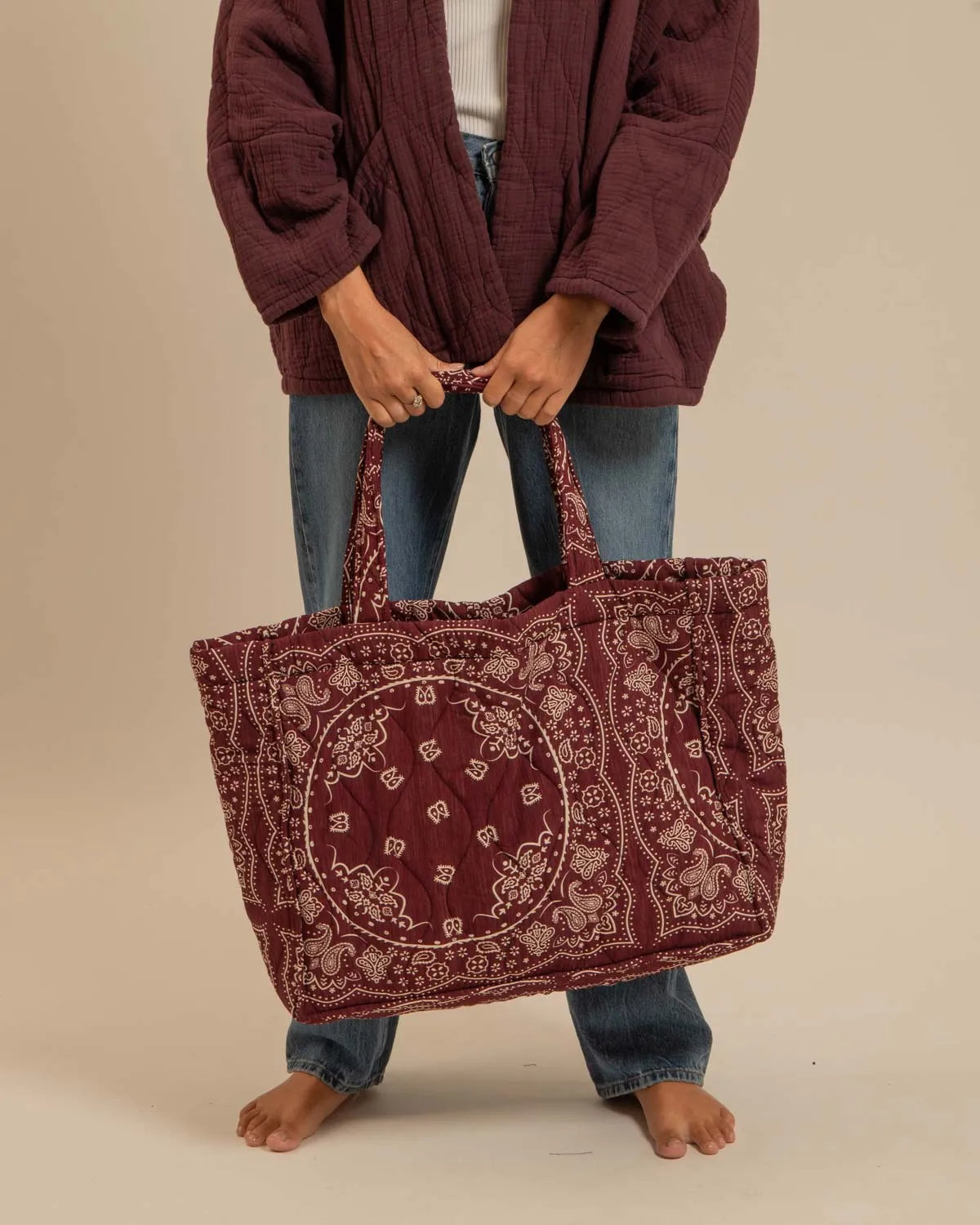 PHILADELPHIE2 CABAS BAG BANDANA BURGUNDY