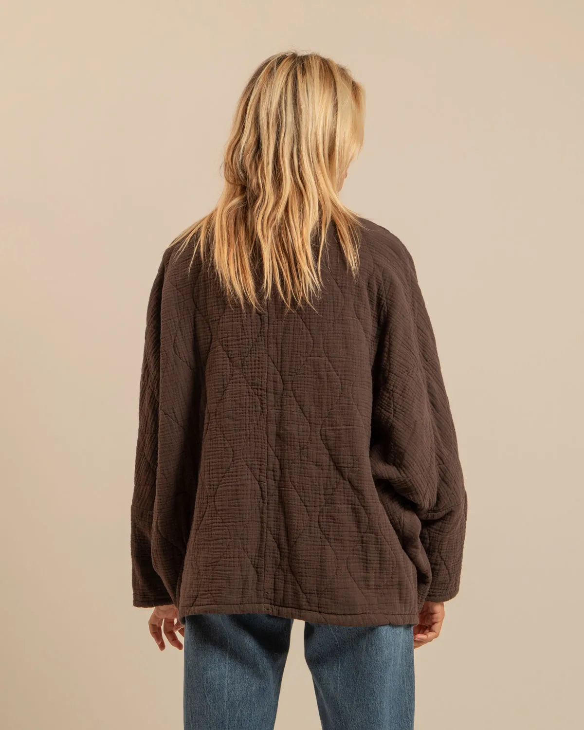 CHICAGO1 KIMONO VEST PLAIN CHOCOLATE