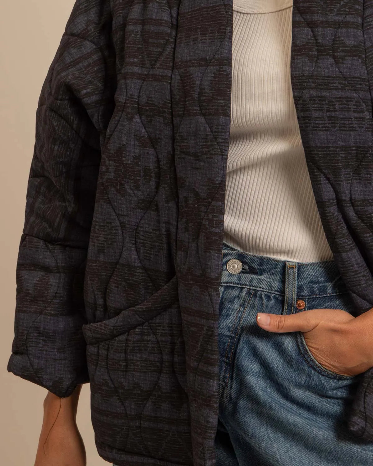 CHICAGO3 KIMONO VEST CIBOLA PRINT NAVY